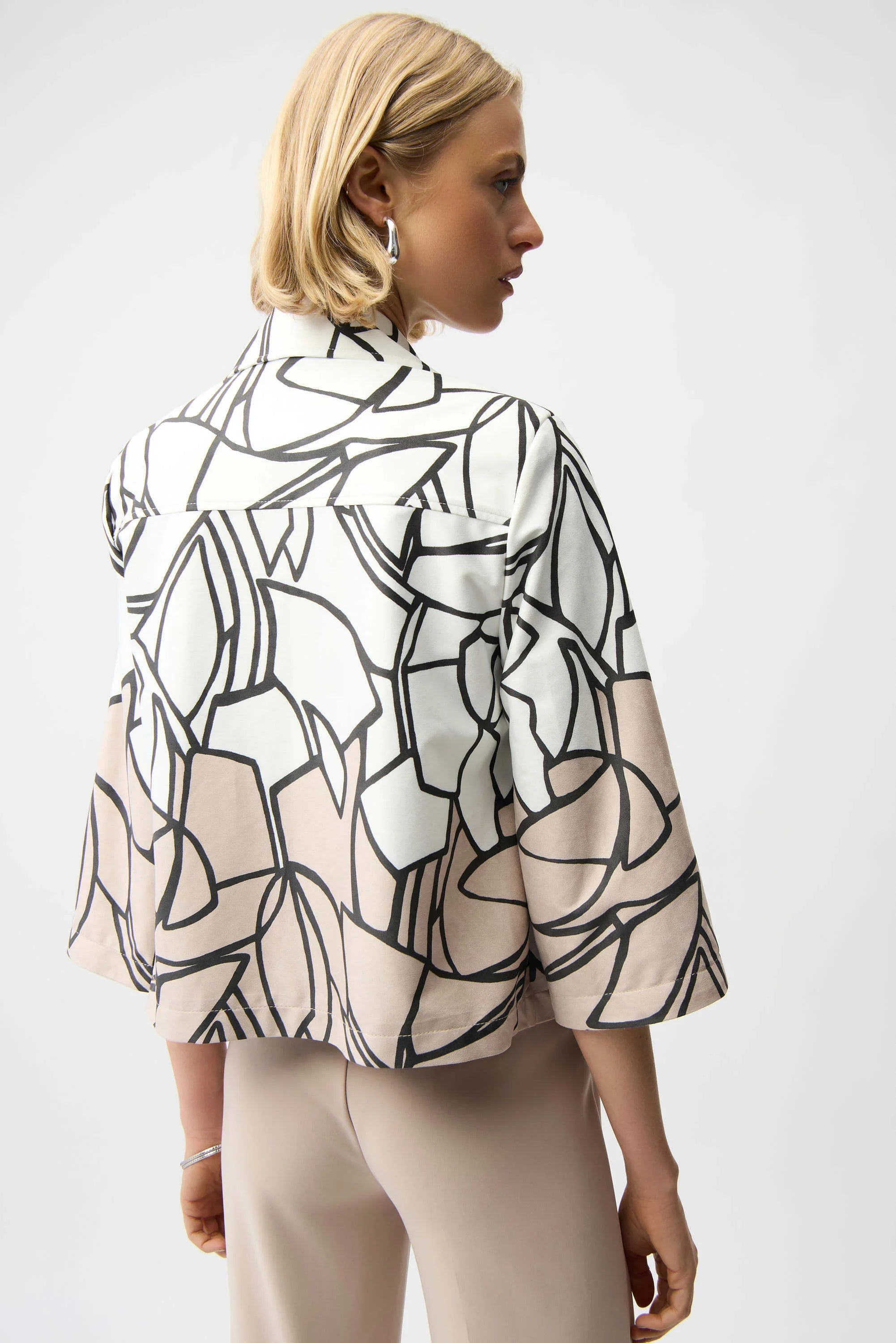 Abstract Print Snap Jacket