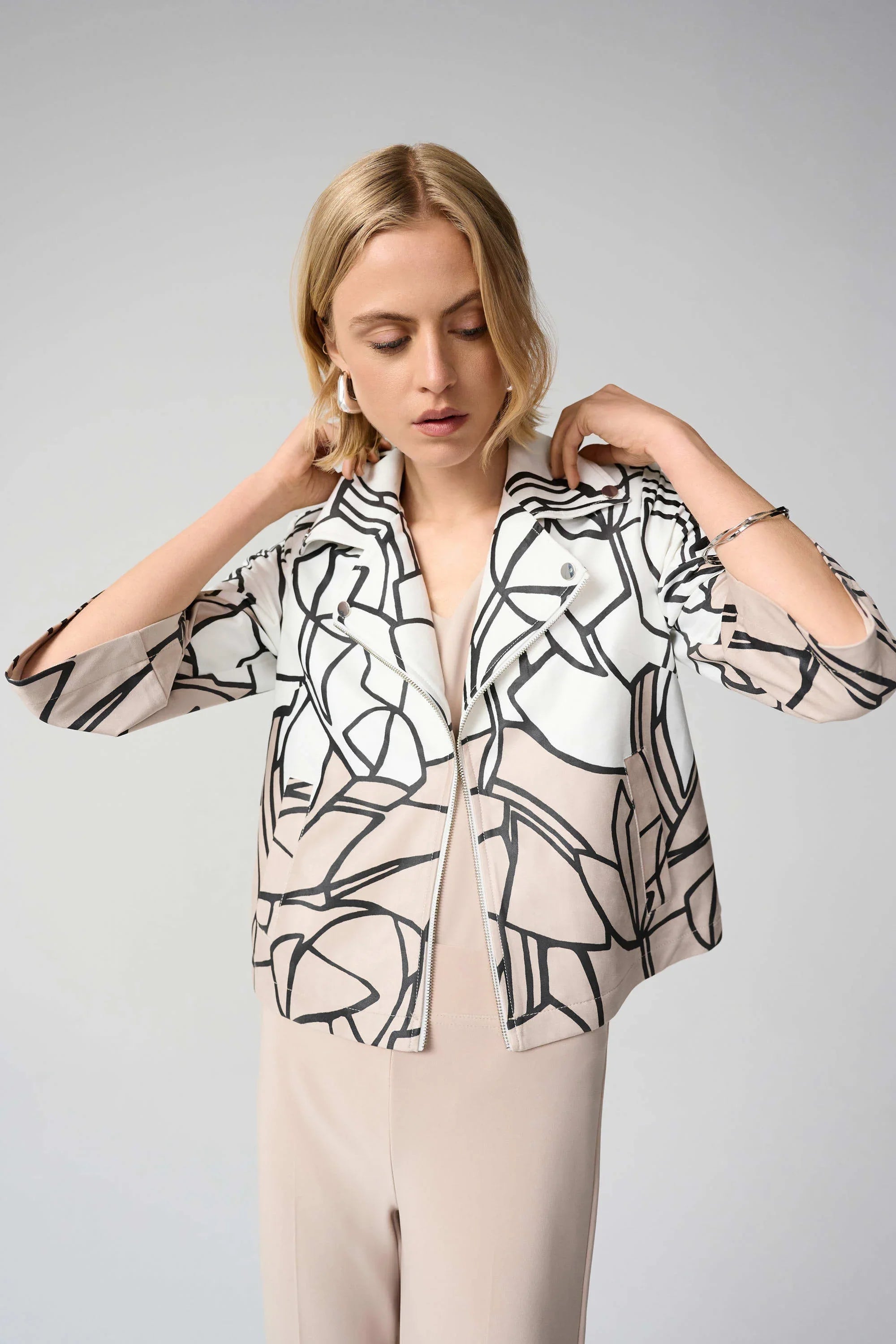 Abstract Print Snap Jacket