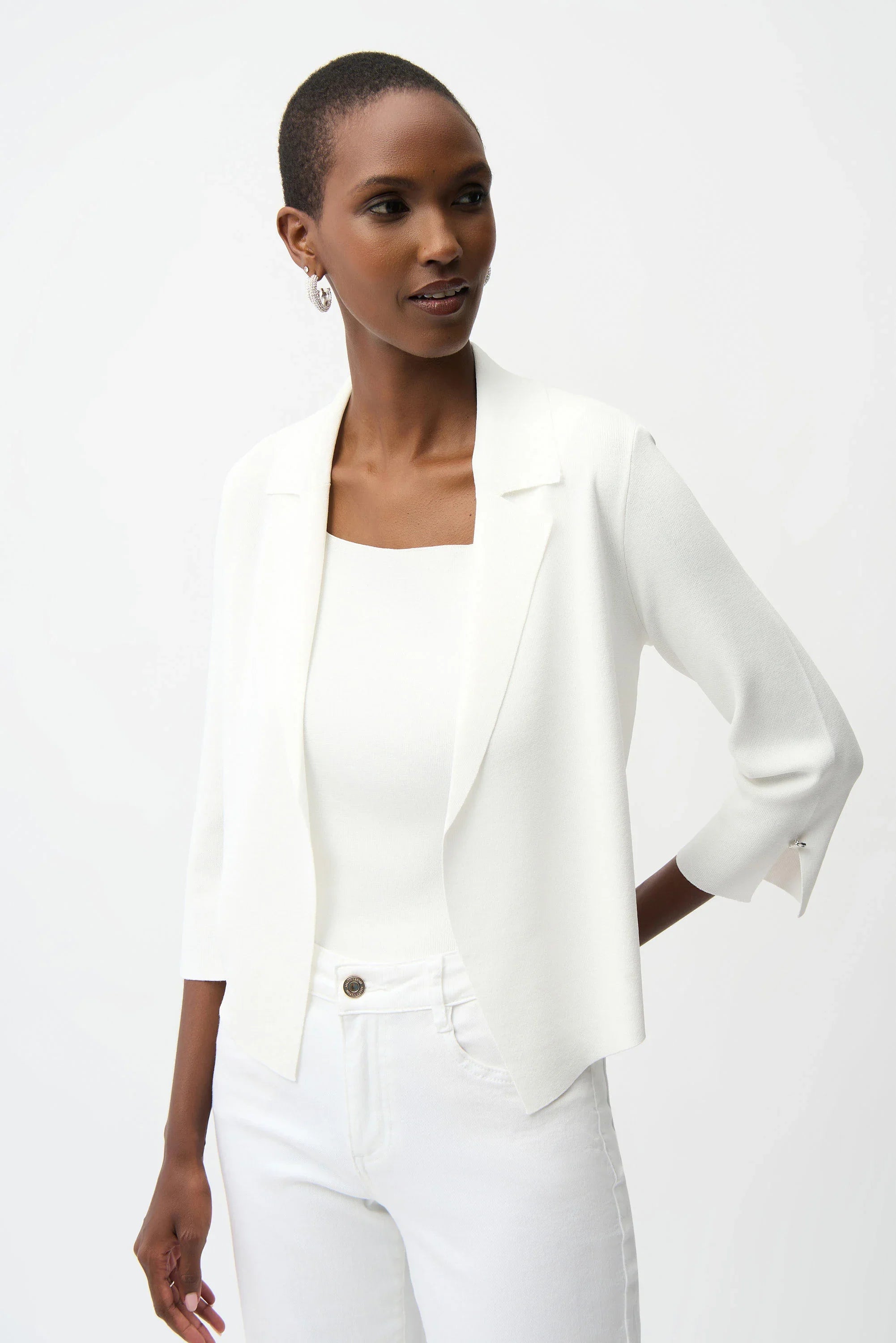 Open Front Button Cuff Cardigan