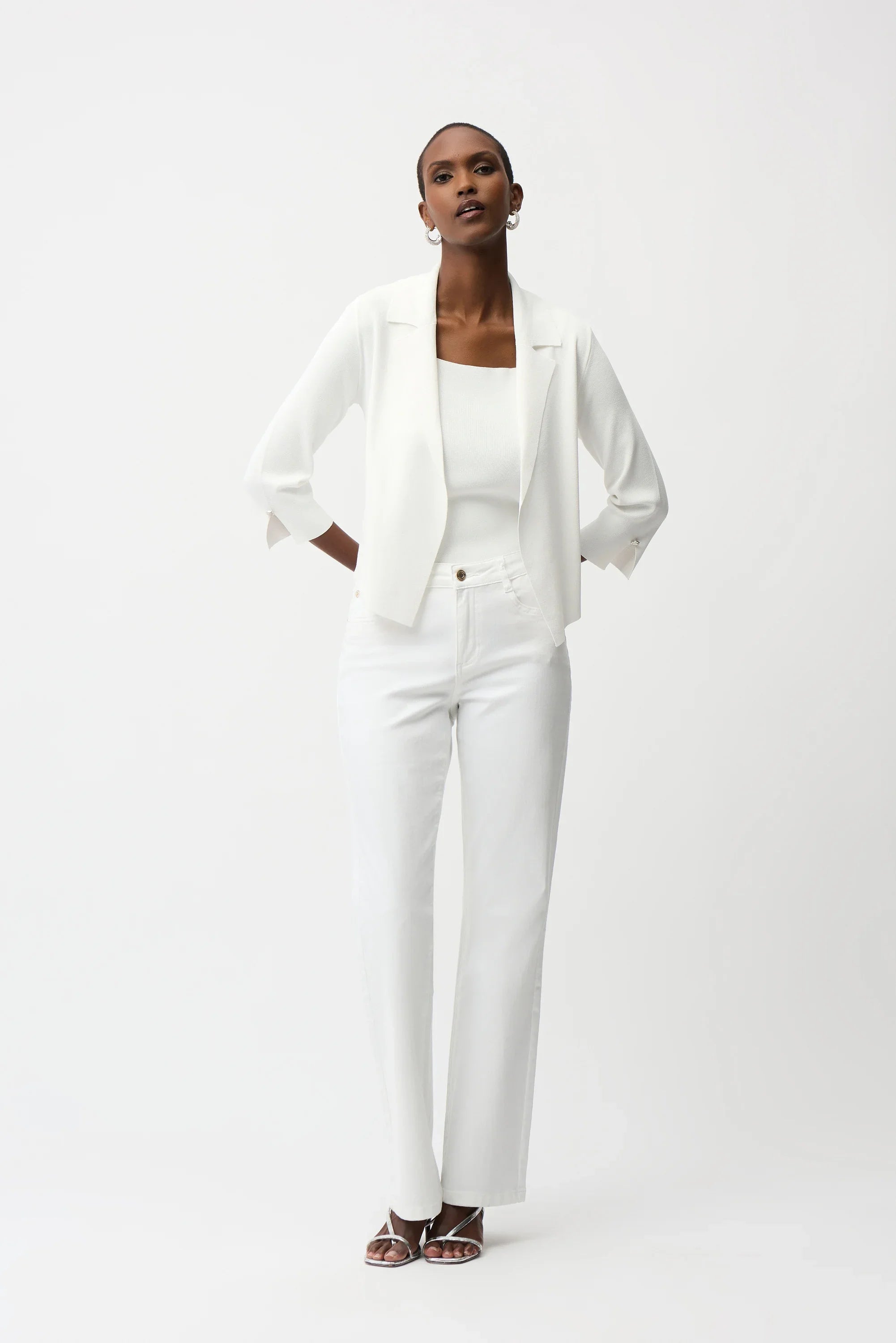 Open Front Button Cuff Cardigan
