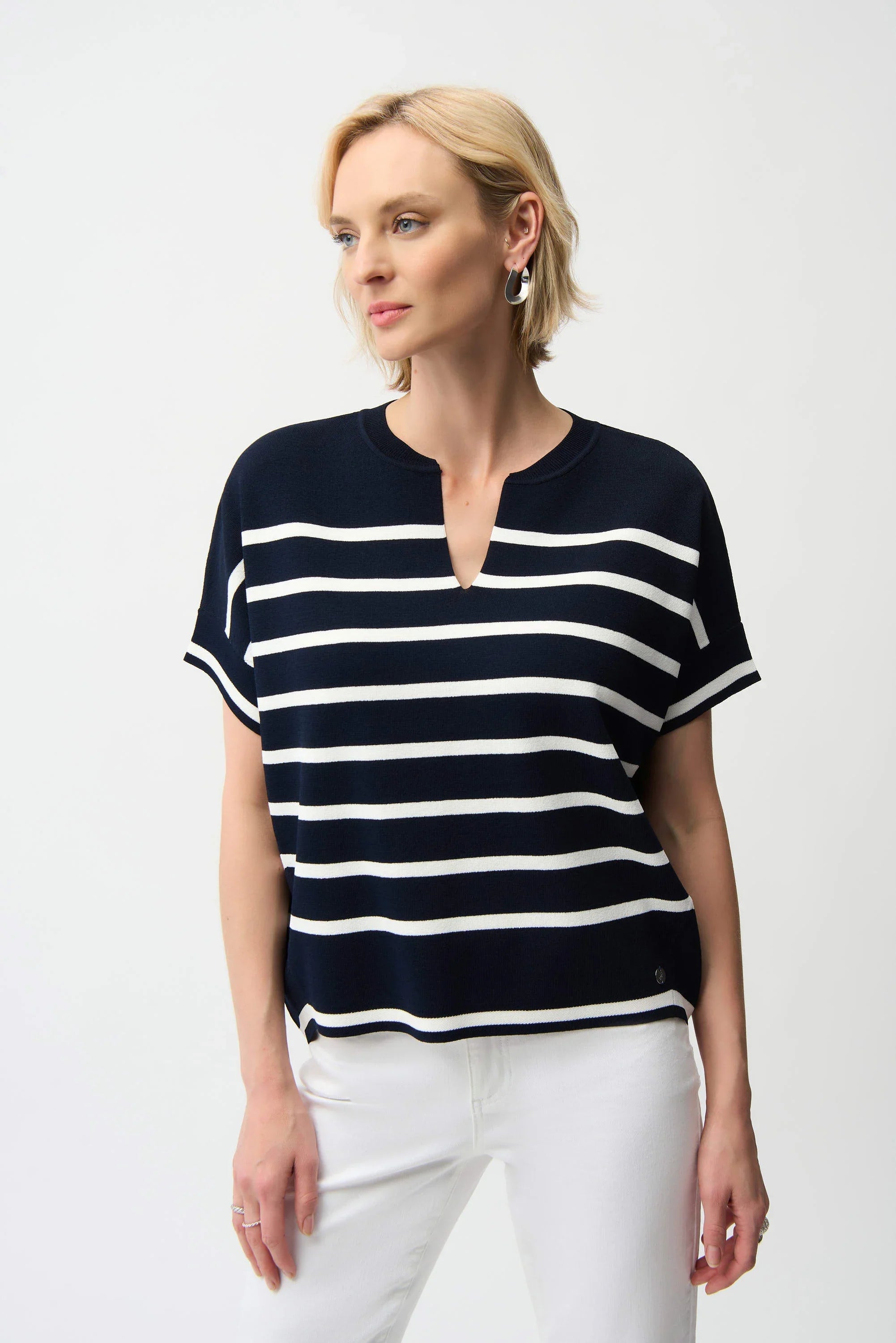 Striped V-Neck Dolman Sweater