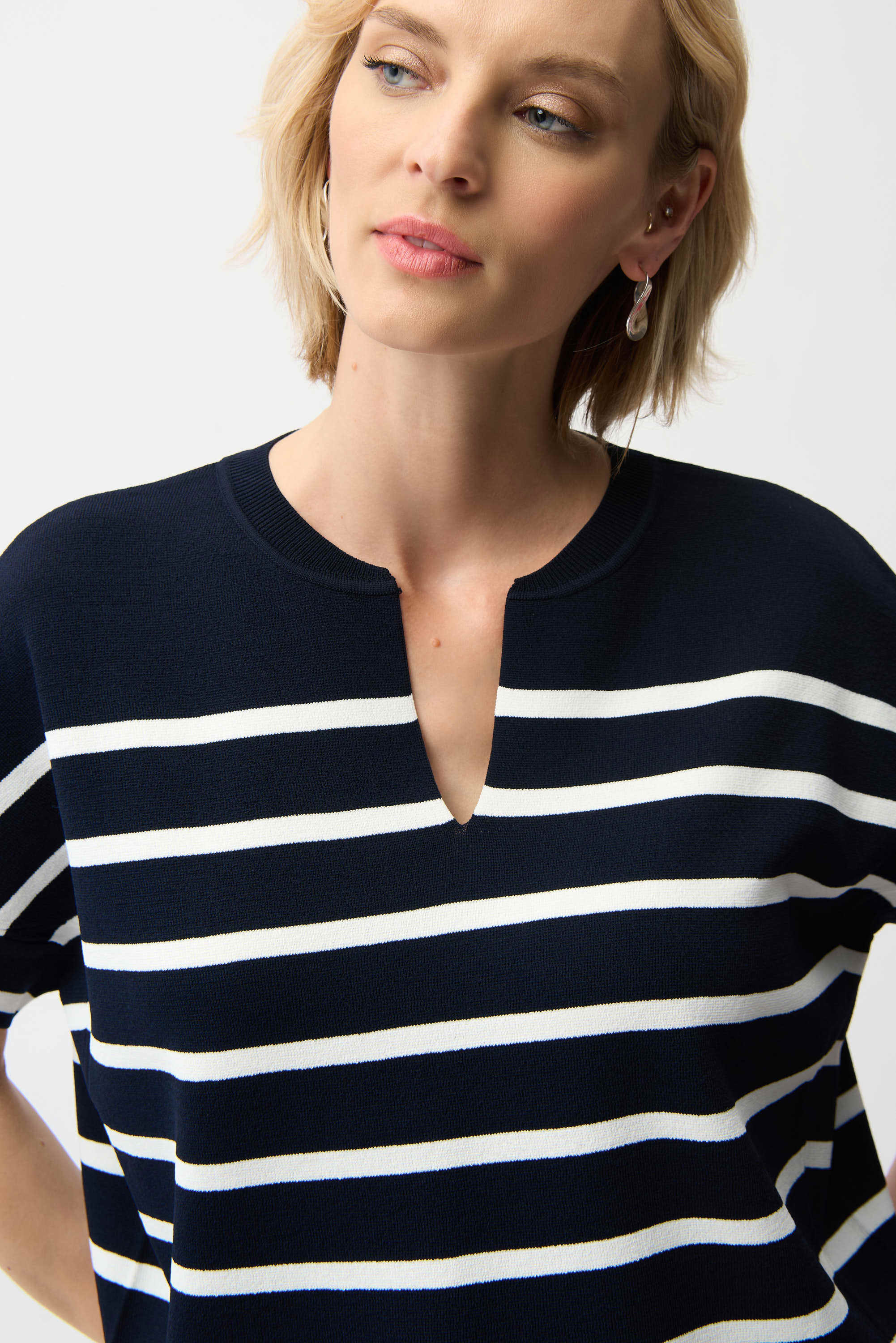 Striped V-Neck Dolman Sweater