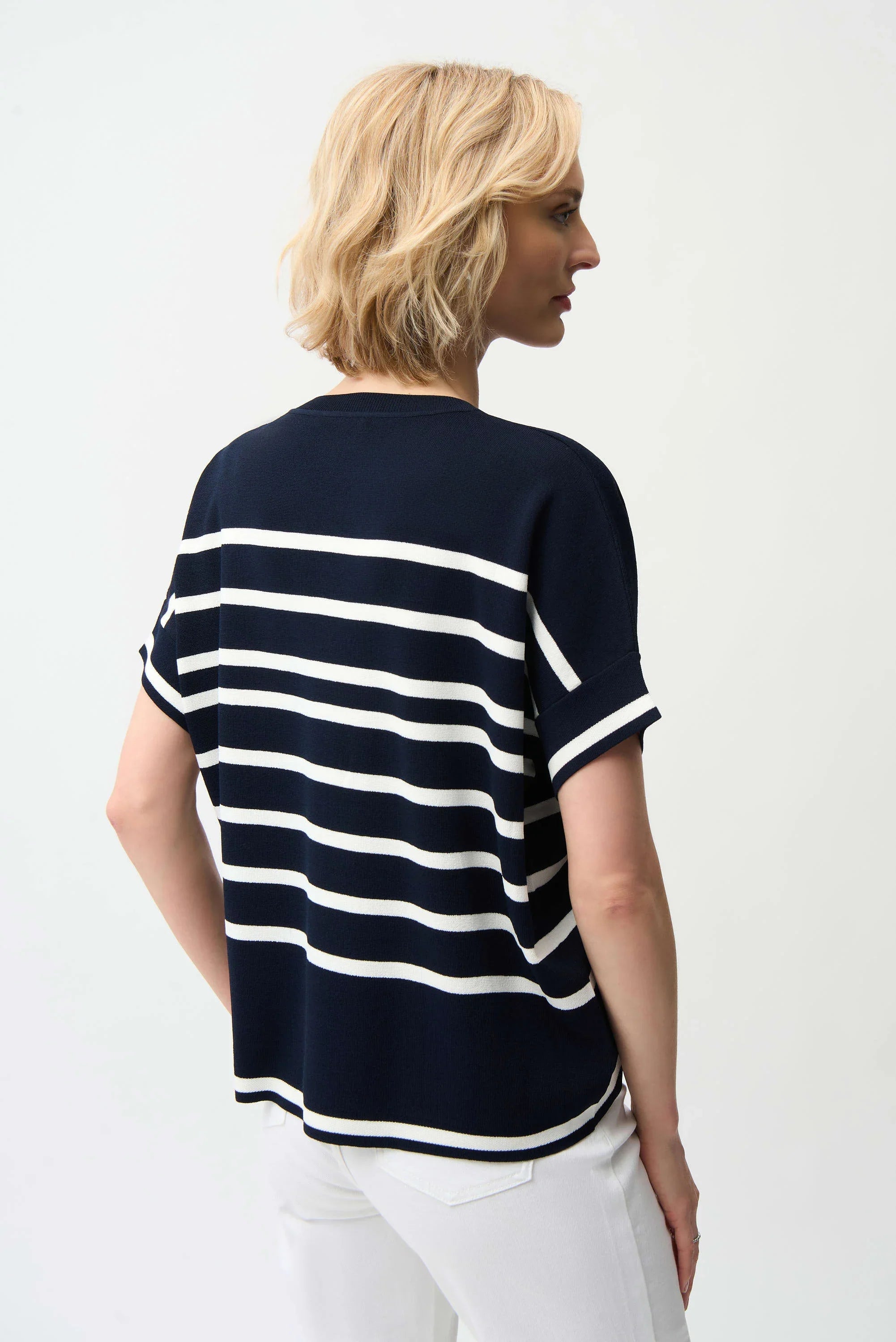 Striped V-Neck Dolman Sweater