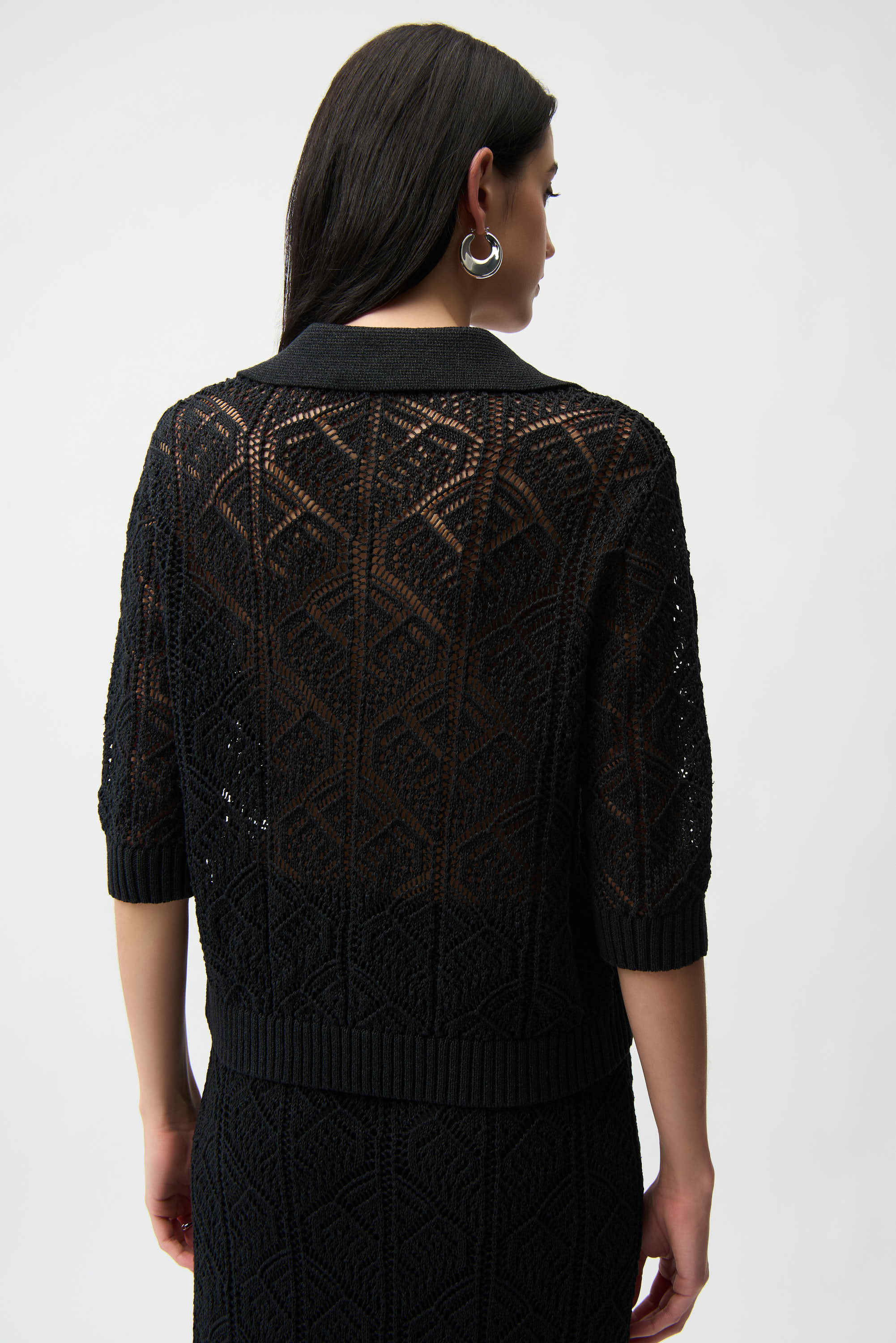 Polo Collar Open Stitch Sweater