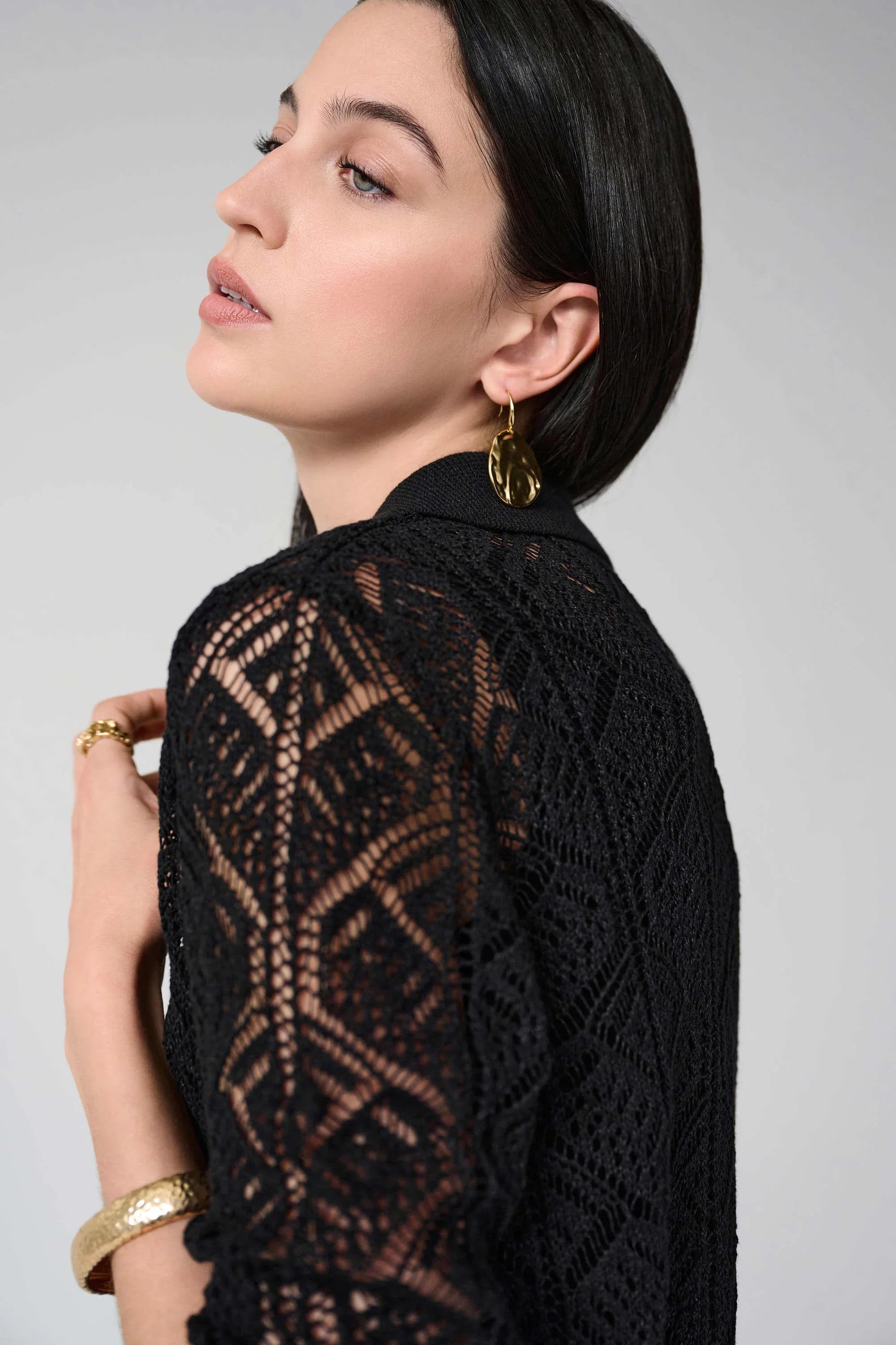 Polo Collar Open Stitch Sweater