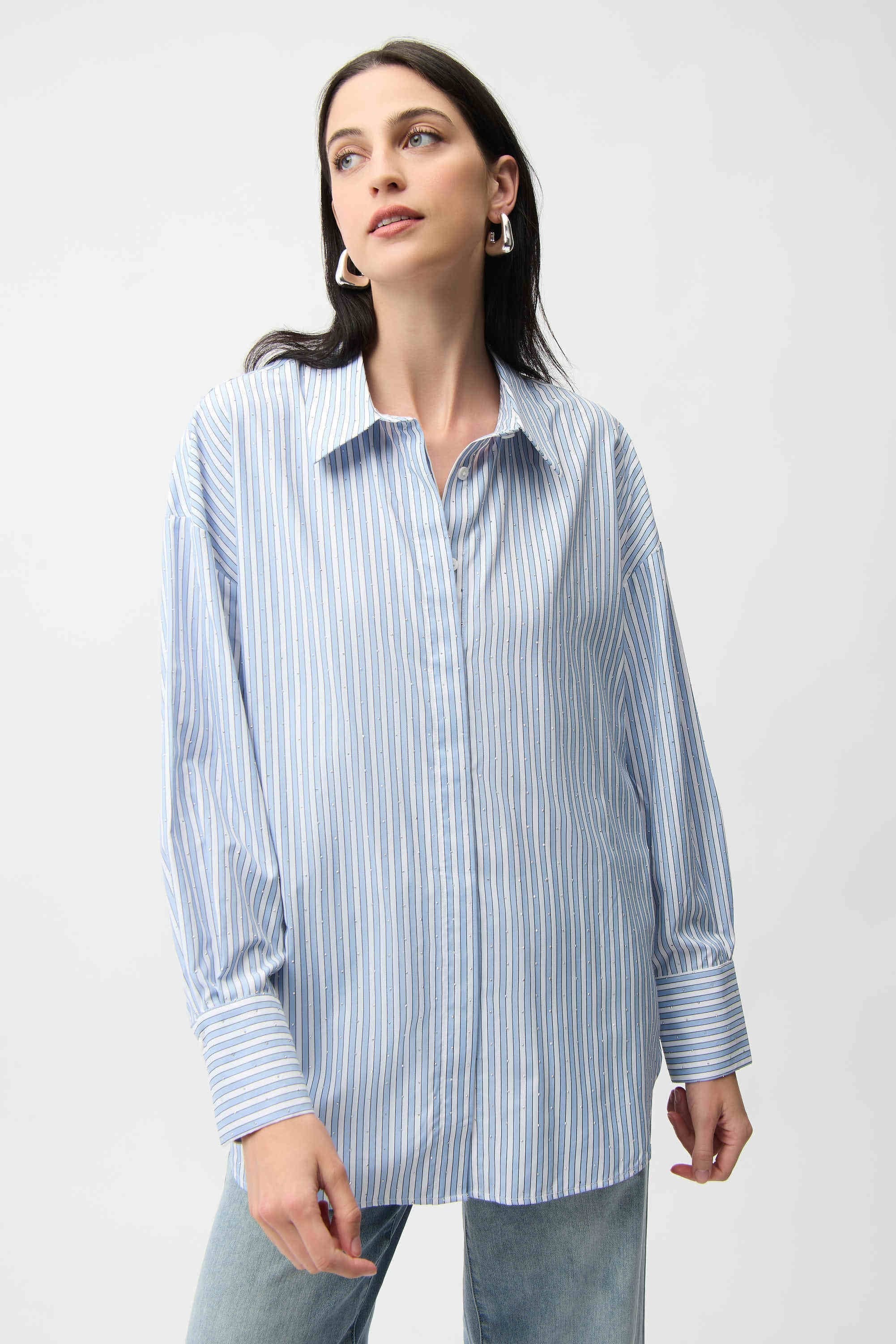 Striped Hidden Button Blouse
