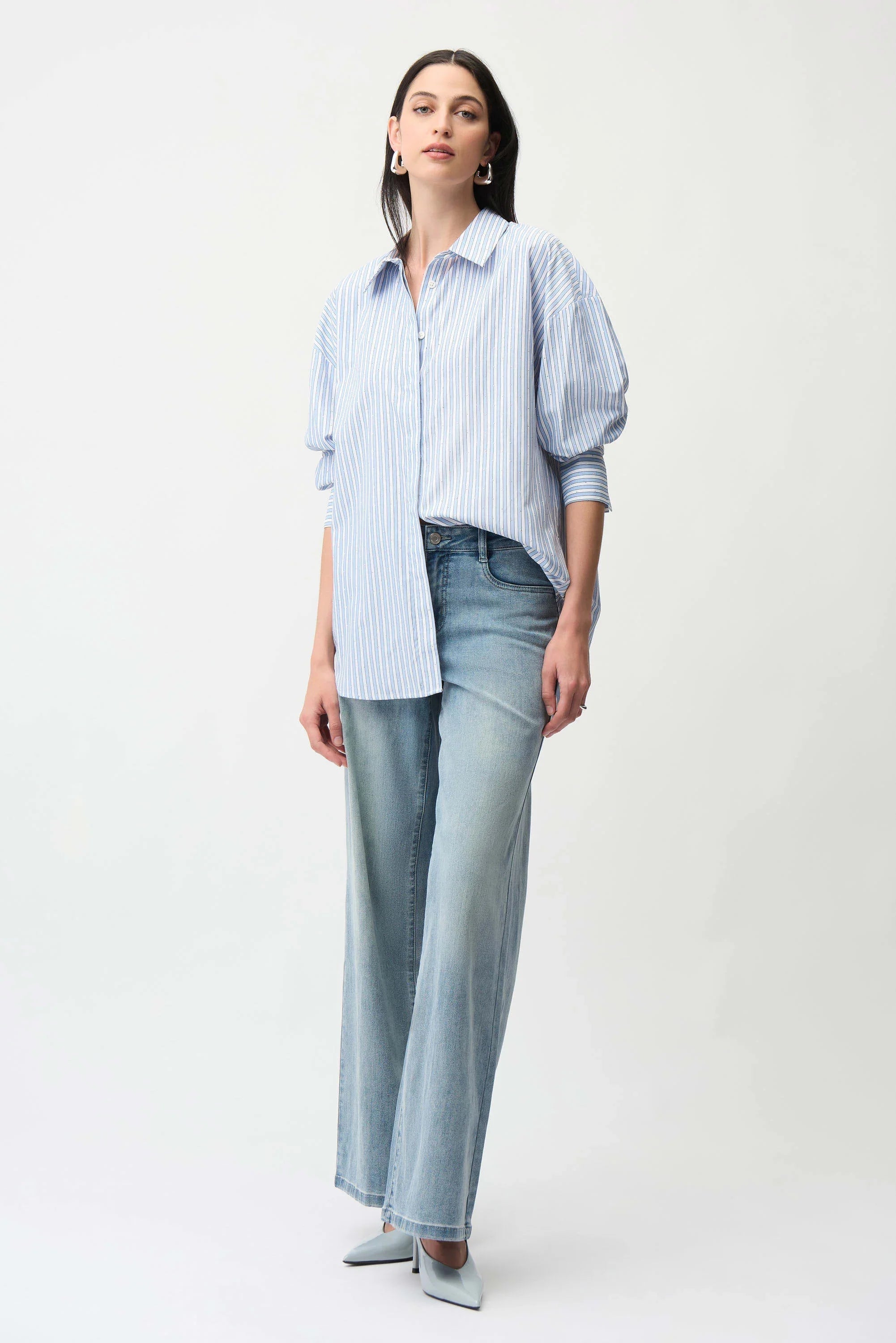 Striped Hidden Button Blouse