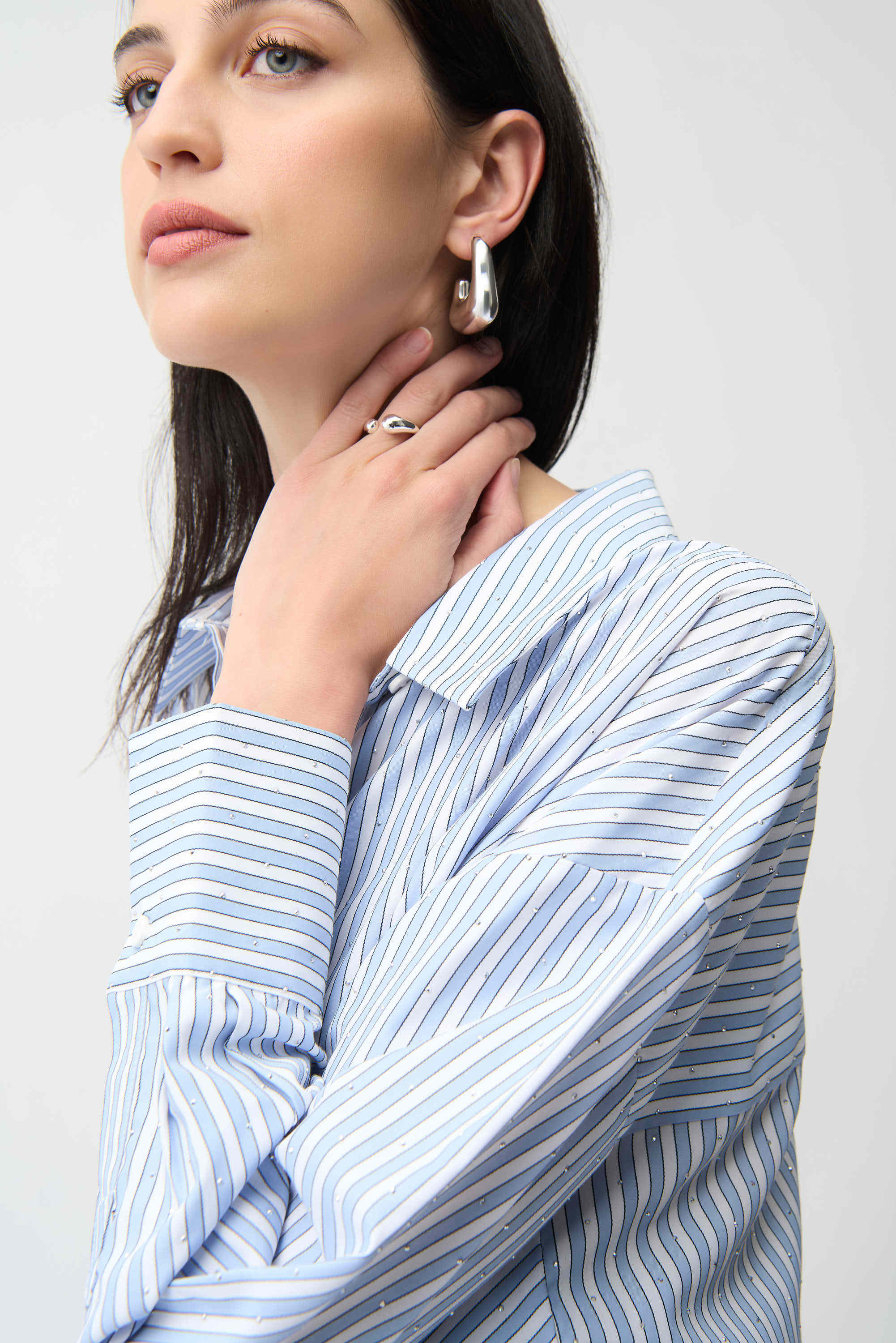 Striped Hidden Button Blouse