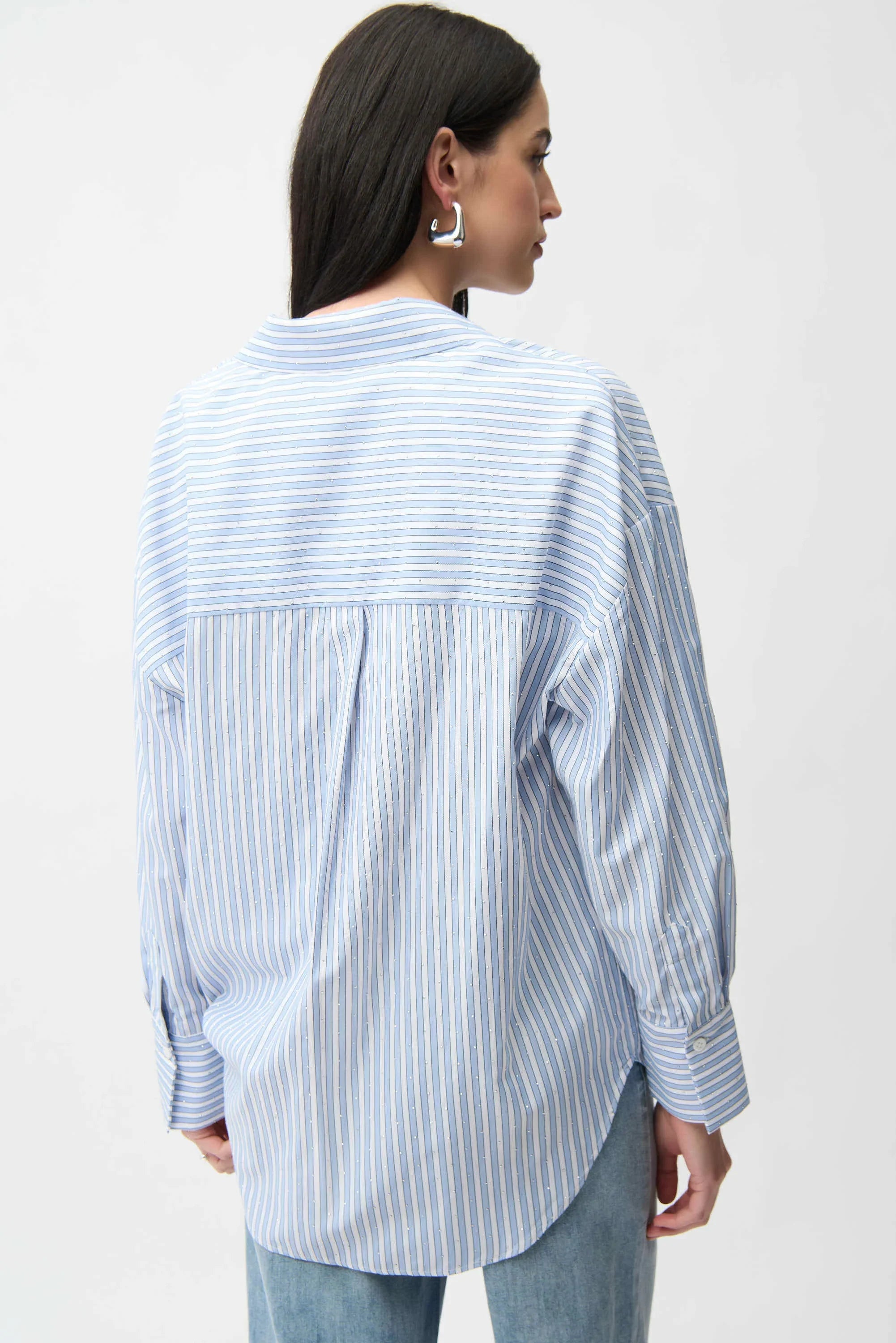Striped Hidden Button Blouse