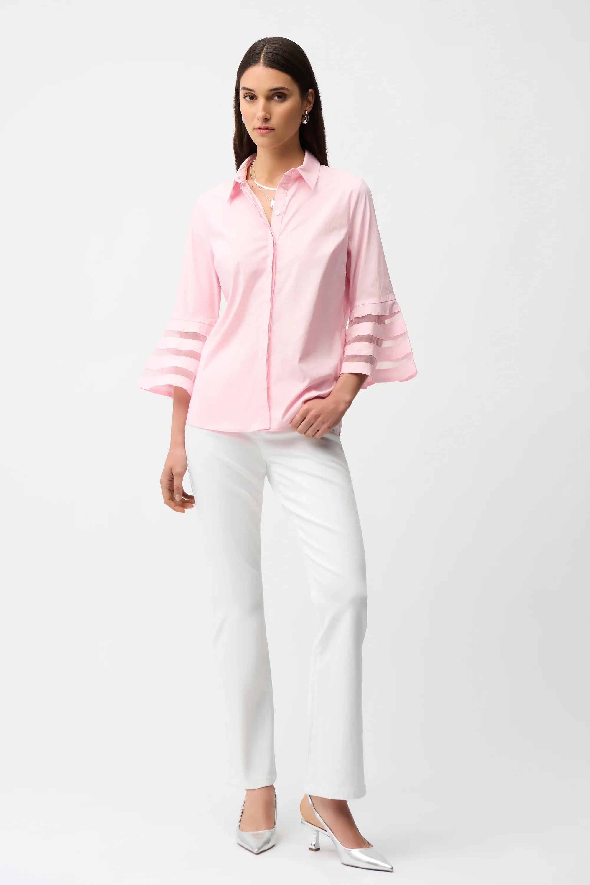 Bell Sleeve Organza Insert Blouse