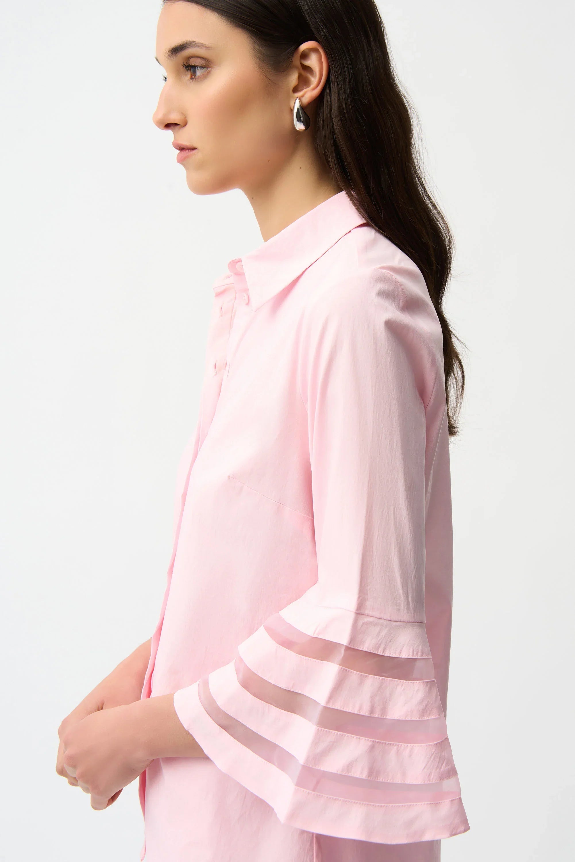 Bell Sleeve Organza Insert Blouse