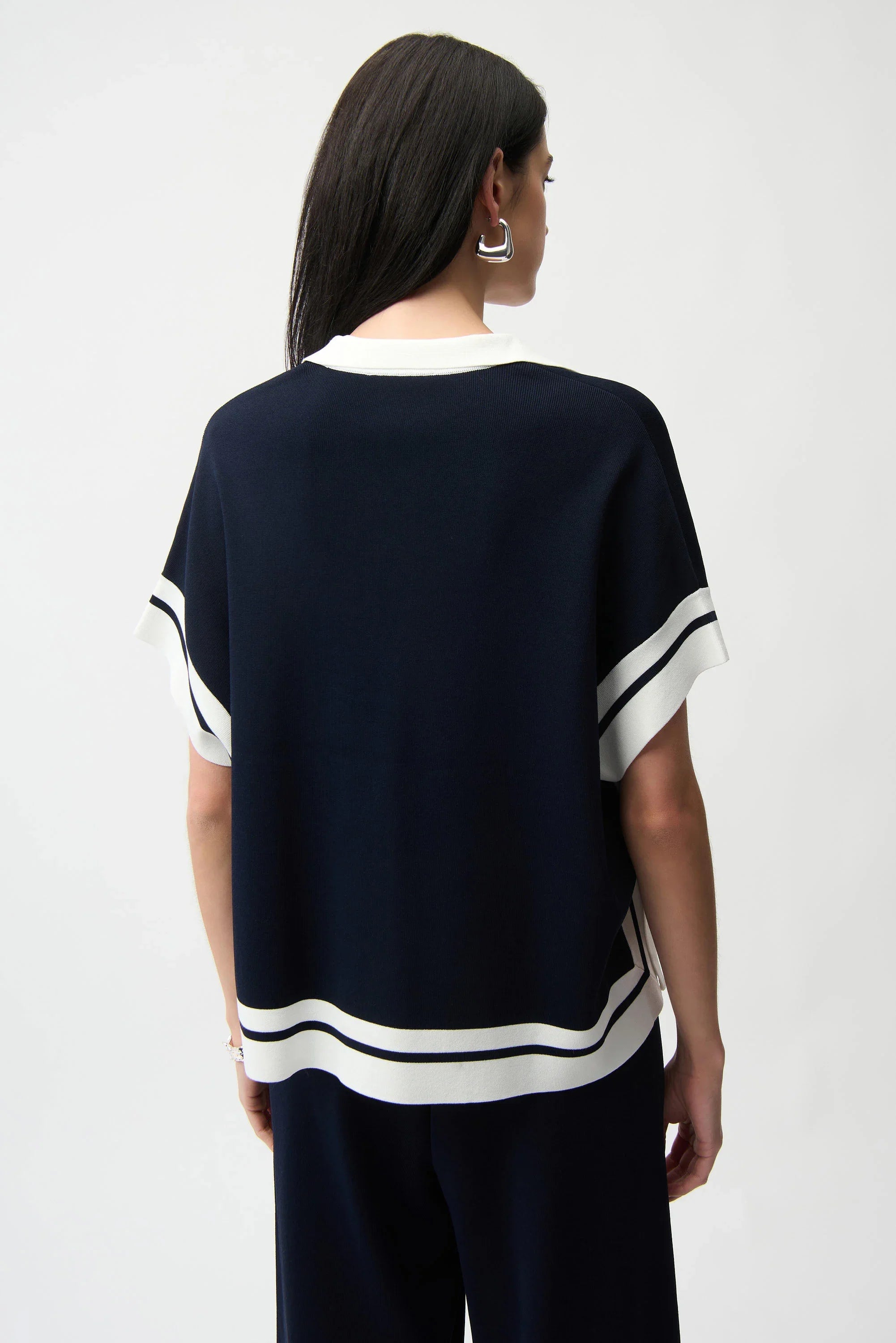 Border Stripe Polo Sweater