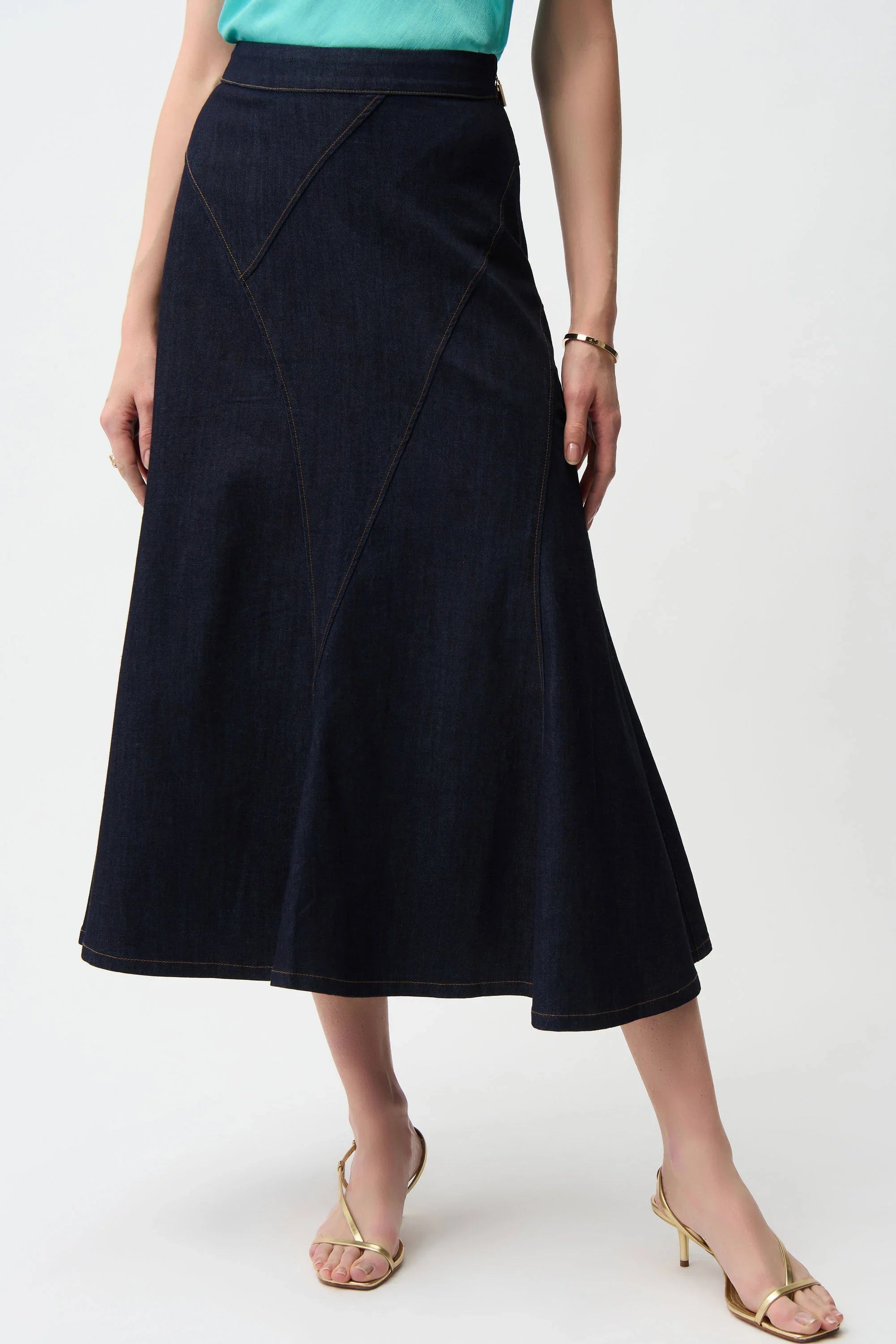 Patchwork Exposed Zipper Skirt