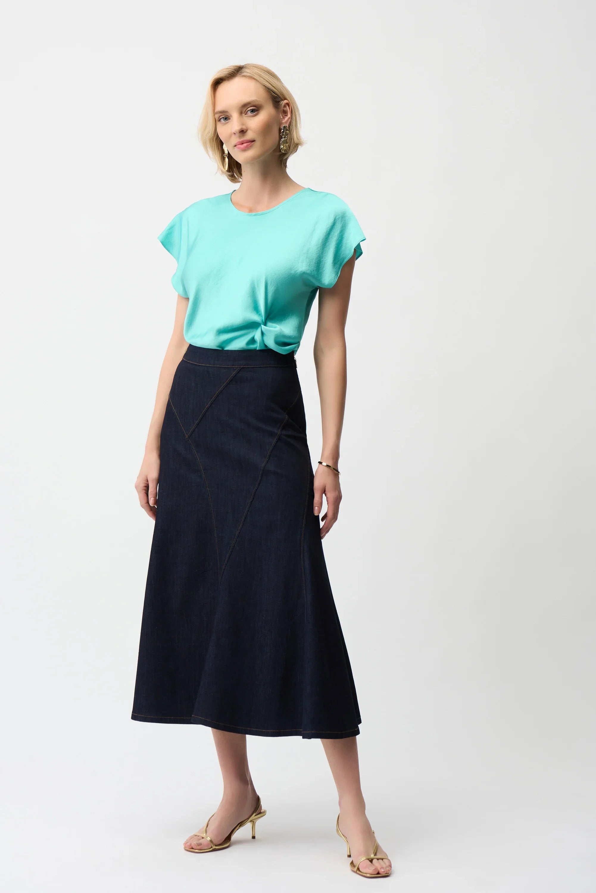 Patchwork Exposed Zipper Skirt