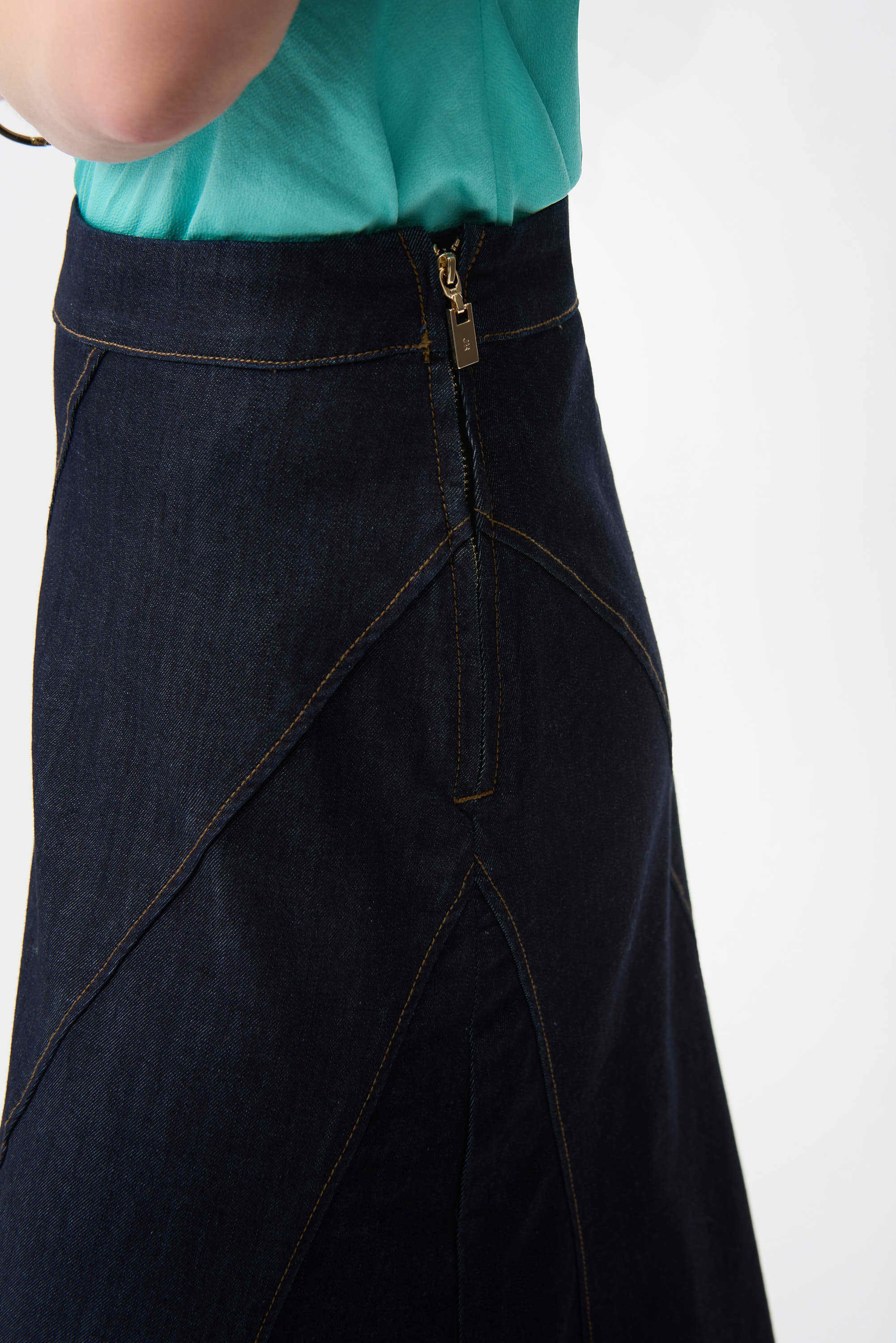 Patchwork Exposed Zipper Skirt