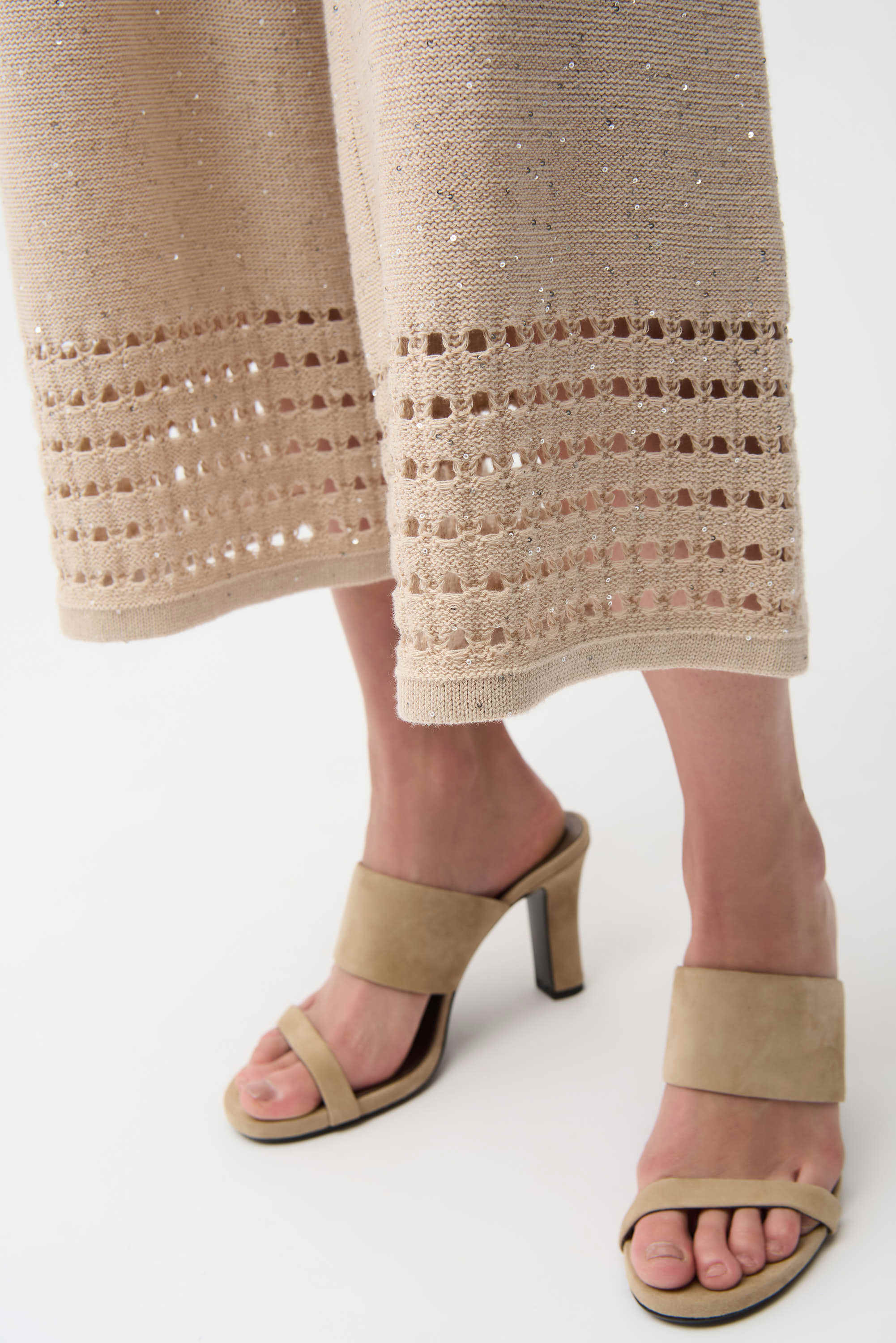 Sequin Border Open Stitch Pants