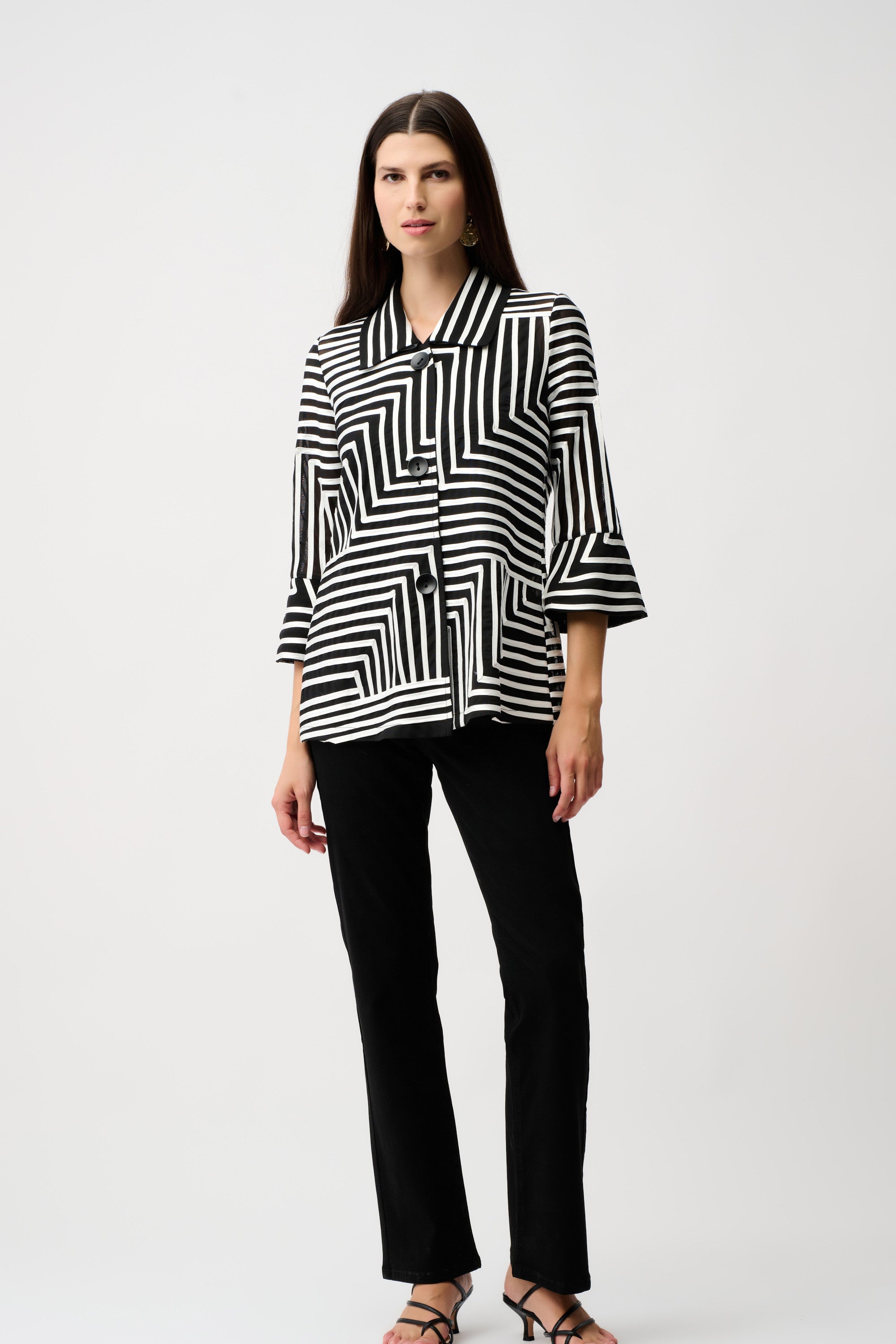 Satin Soutache Bell Sleeve Jacket