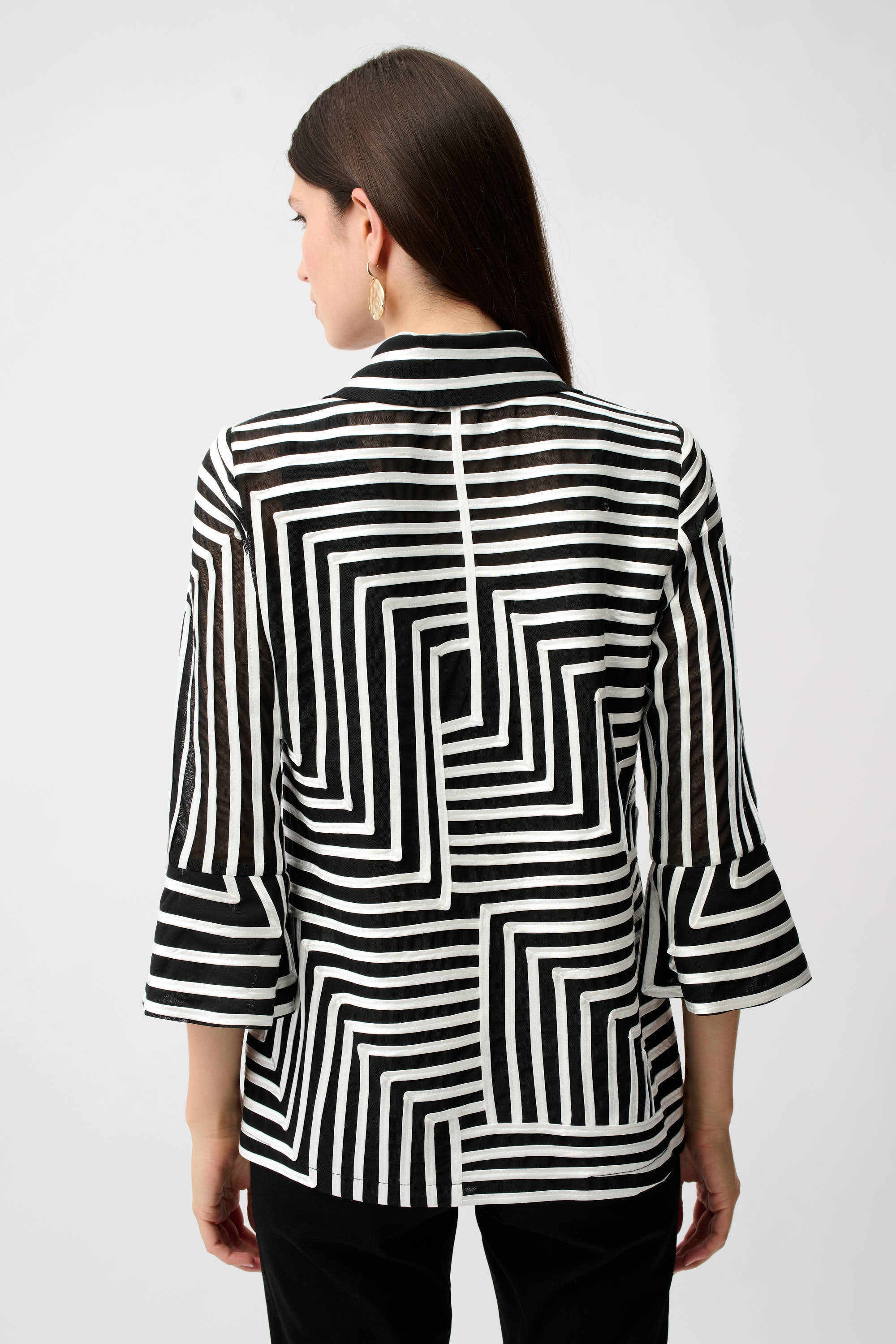 Satin Soutache Bell Sleeve Jacket