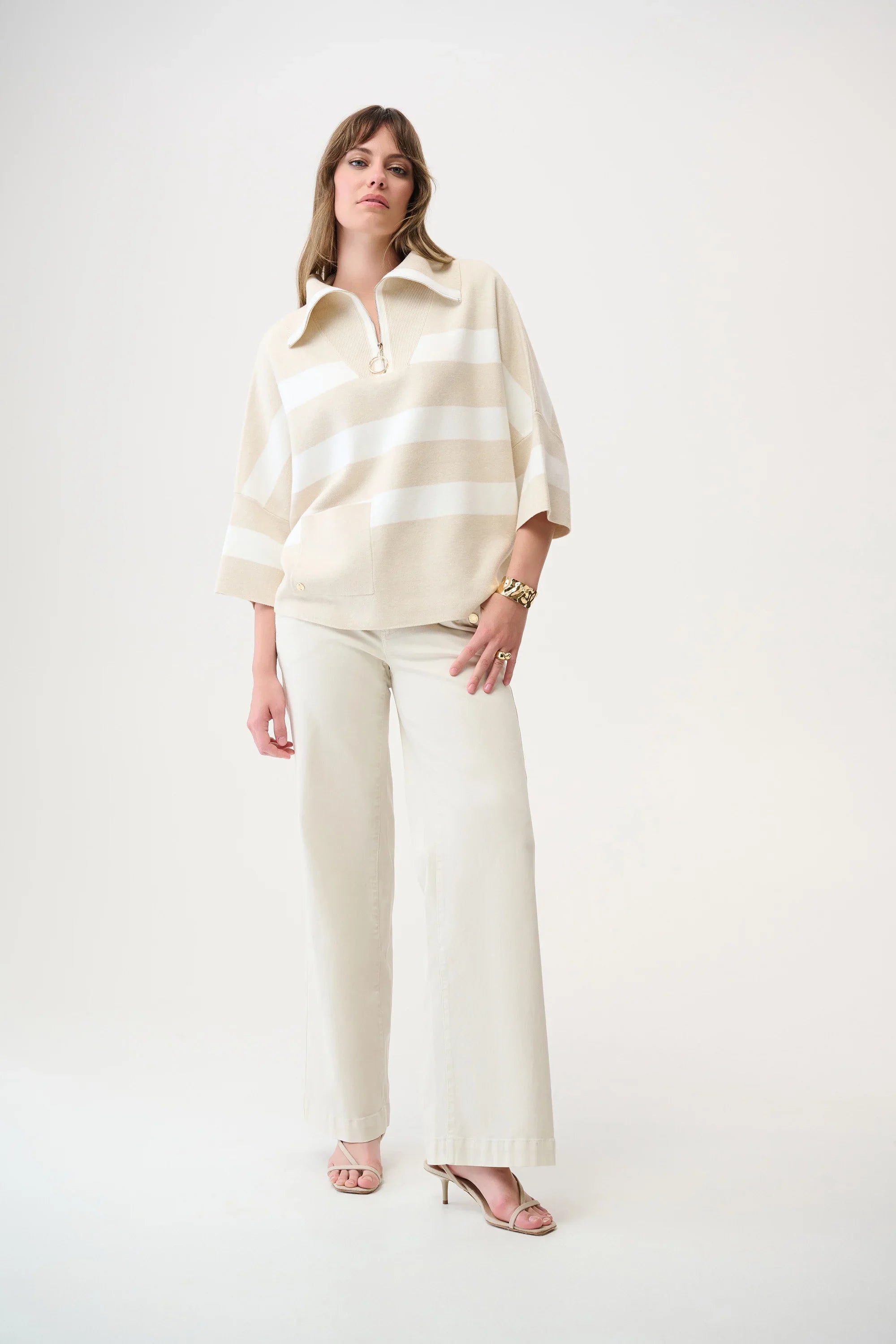 Striped Zip Collar Sweater