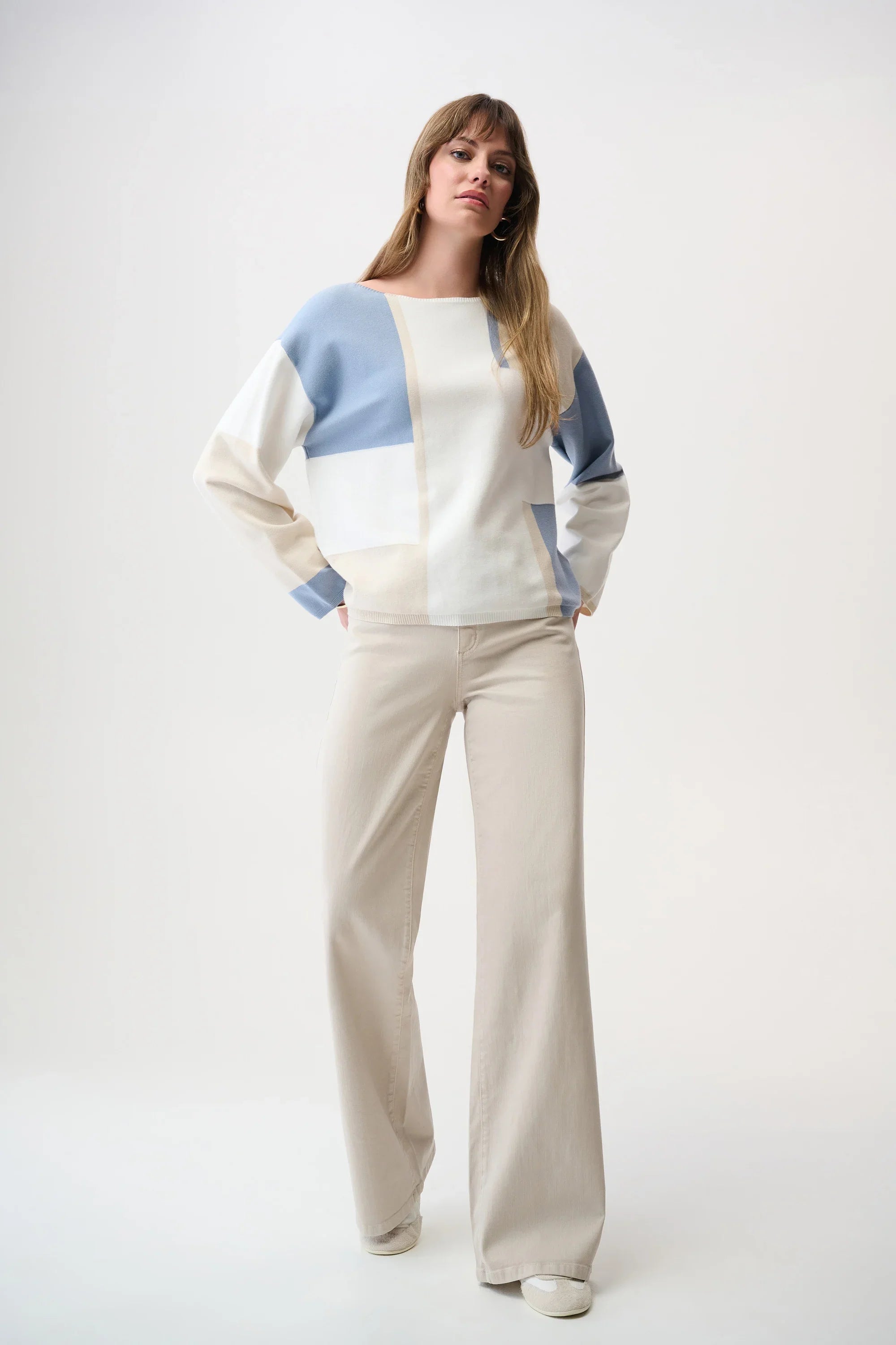 Color Block Boat Neck Sweater