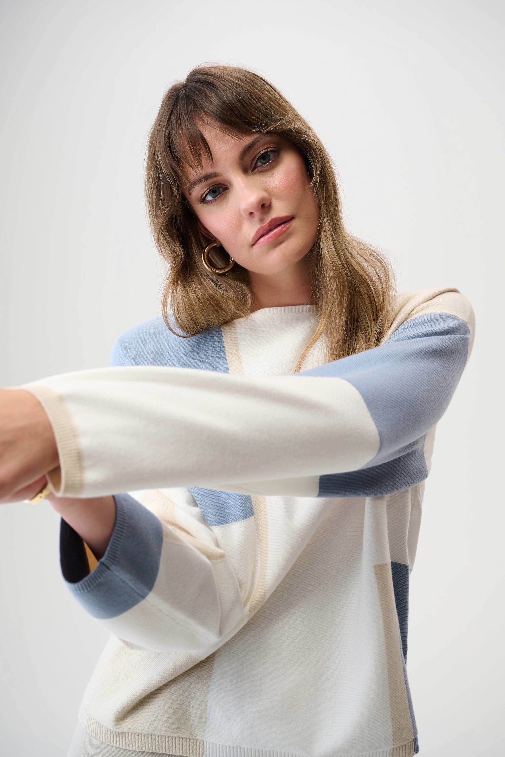 Color Block Boat Neck Sweater