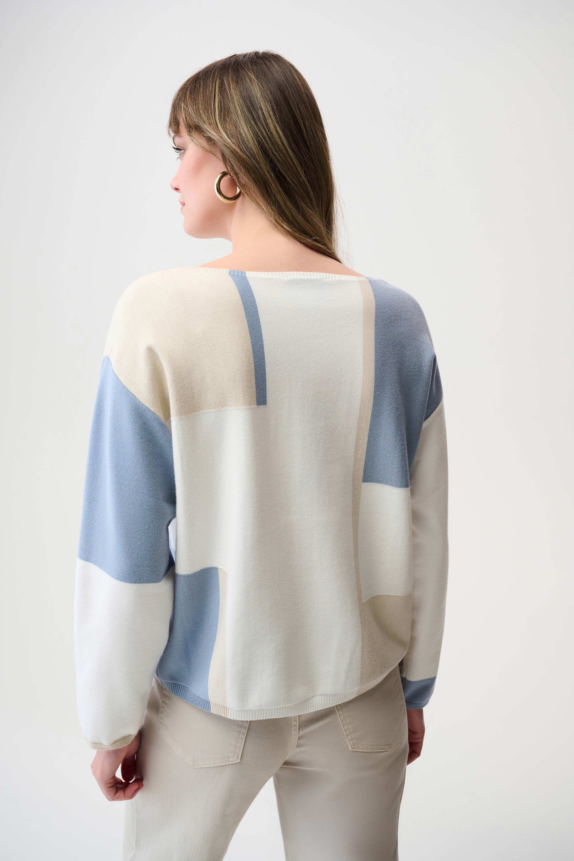 Color Block Boat Neck Sweater