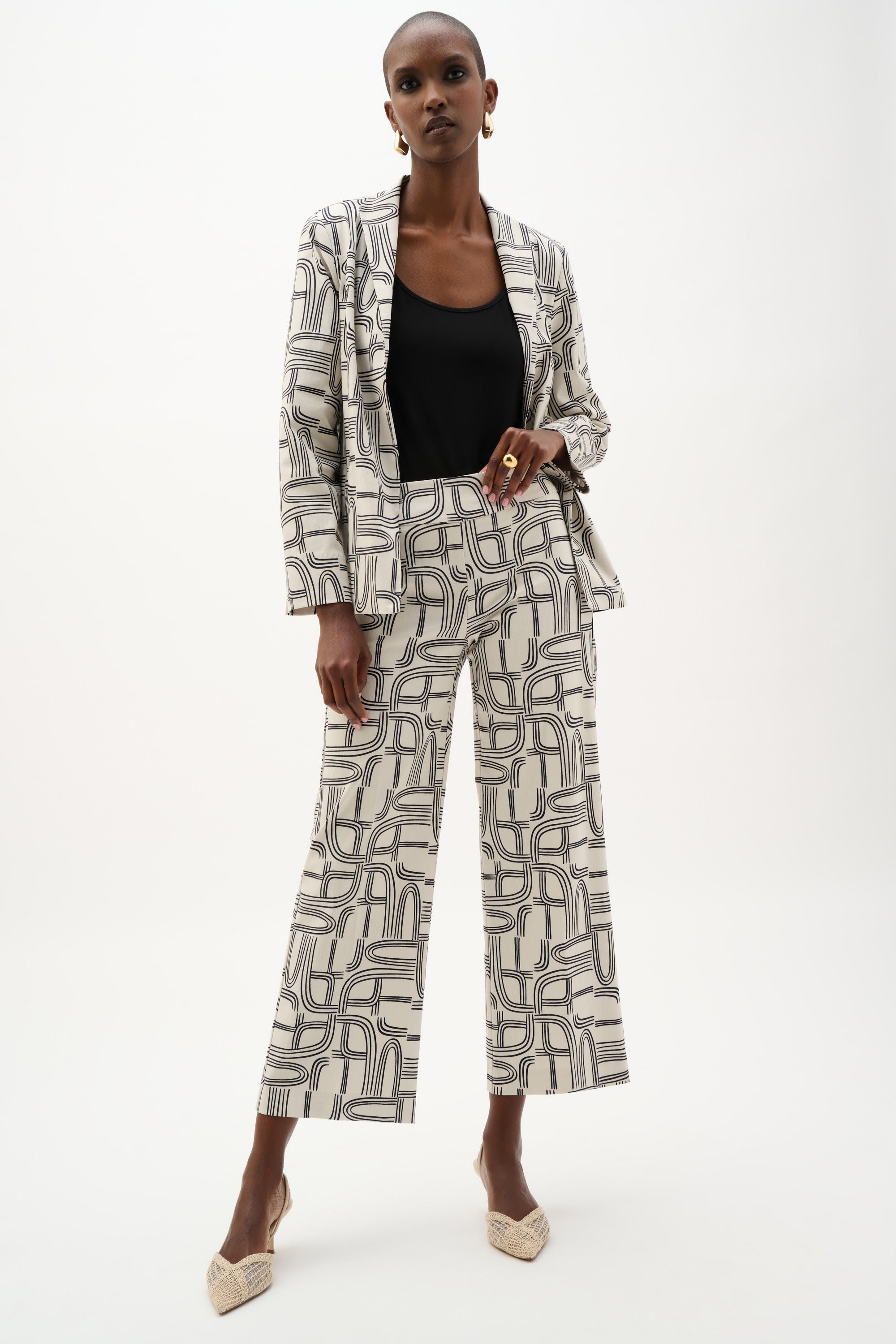 Geometric Print Pull-On Pants