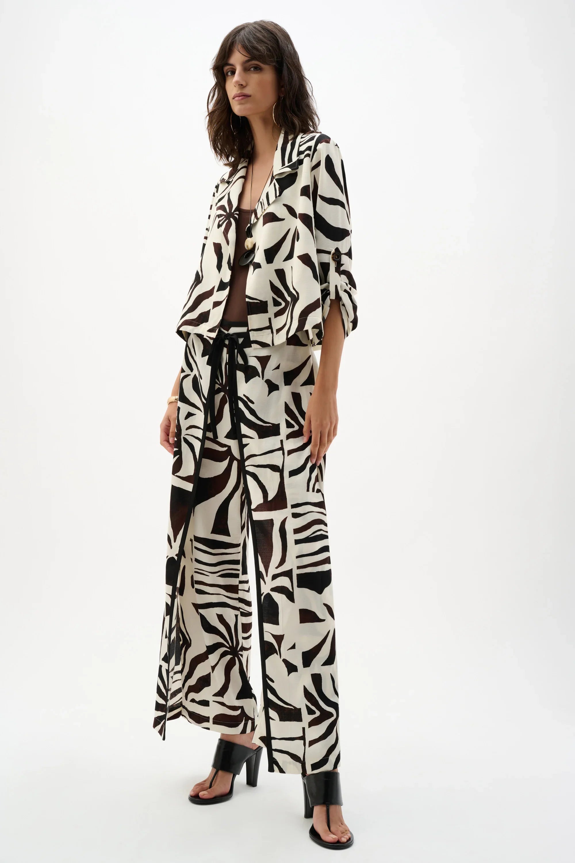 Tropical Gauze Tie-Front Pants
