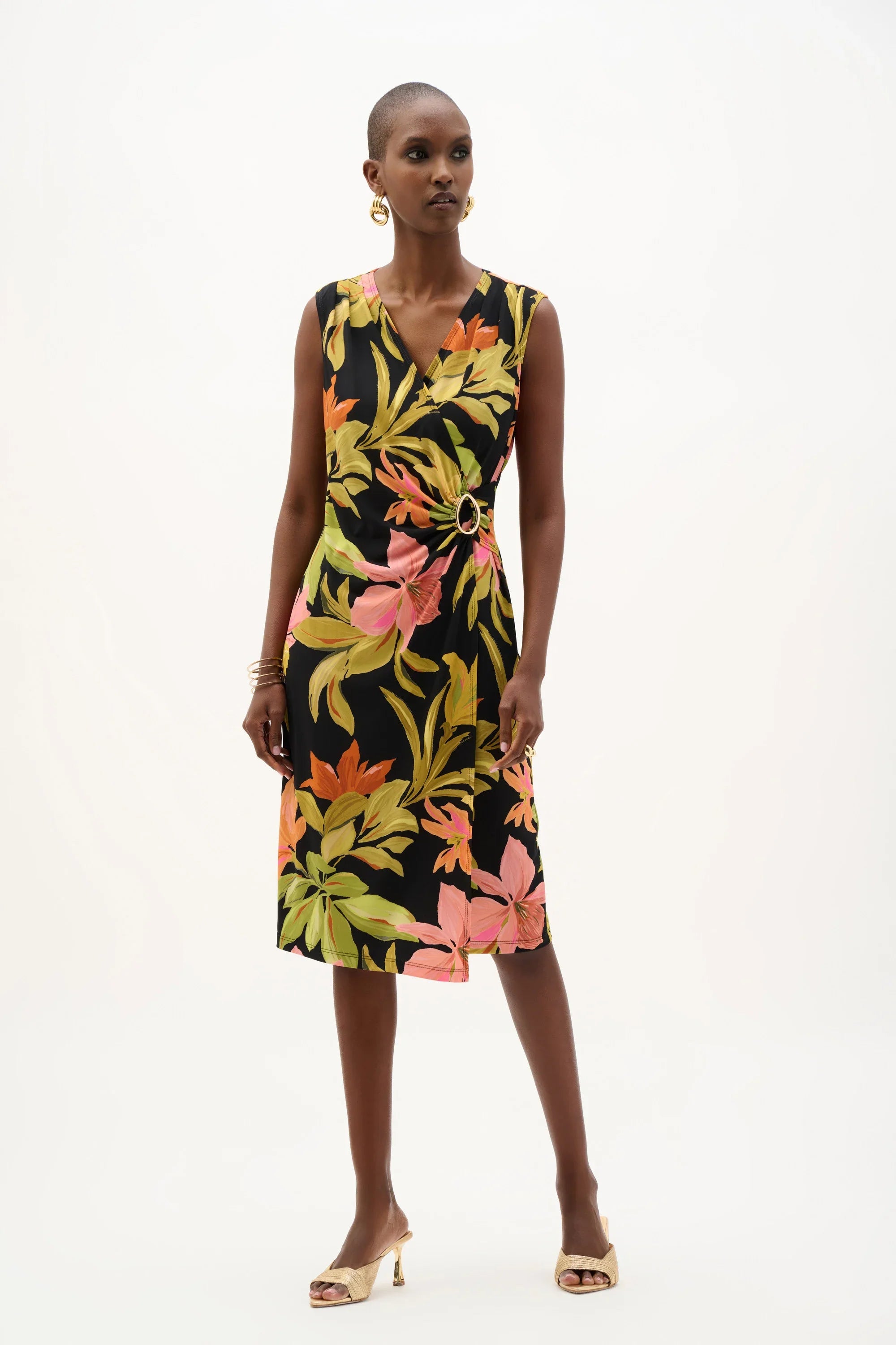 Tropical Print Wrap Dress