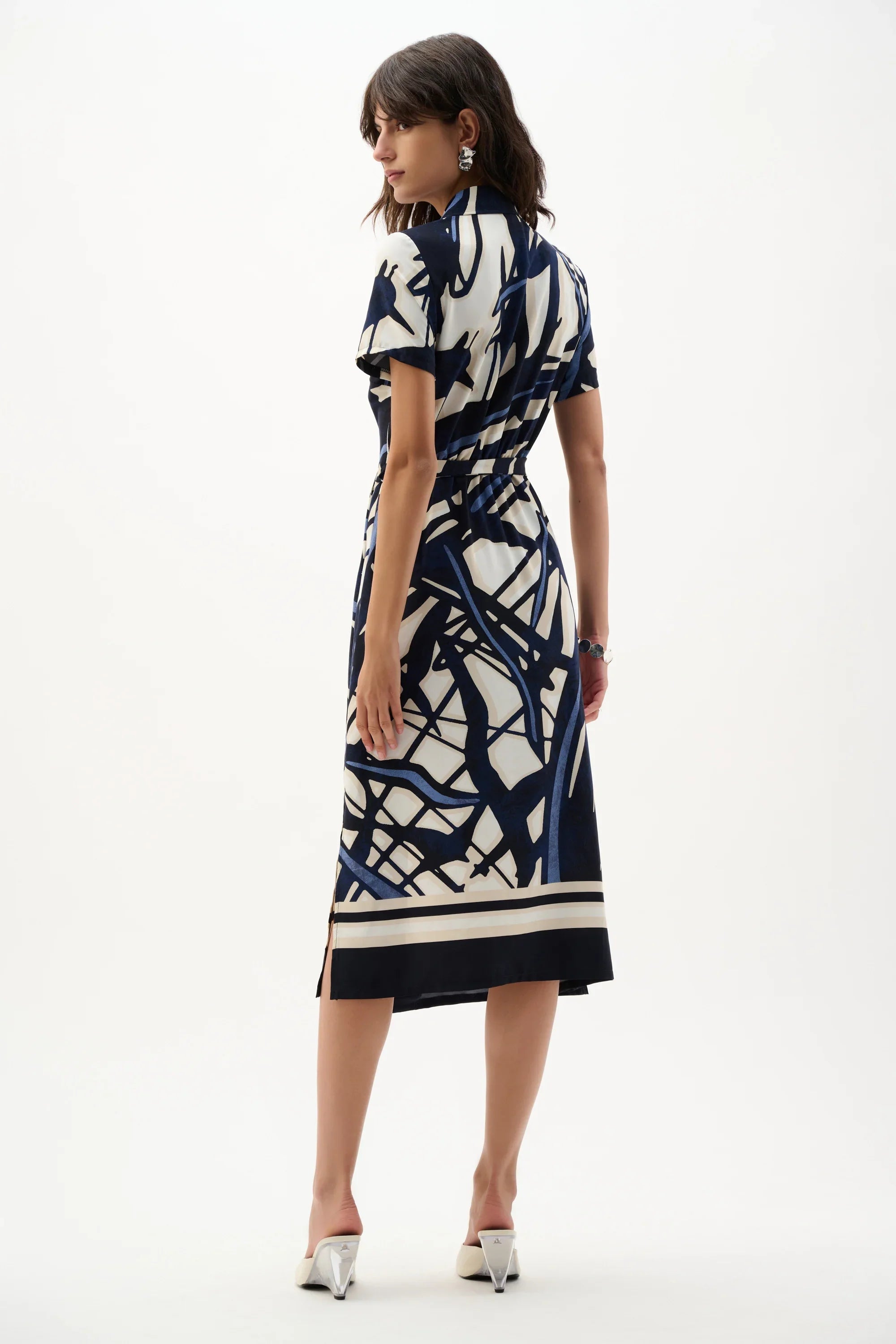 Abstract Print Wrap Shirt Dress