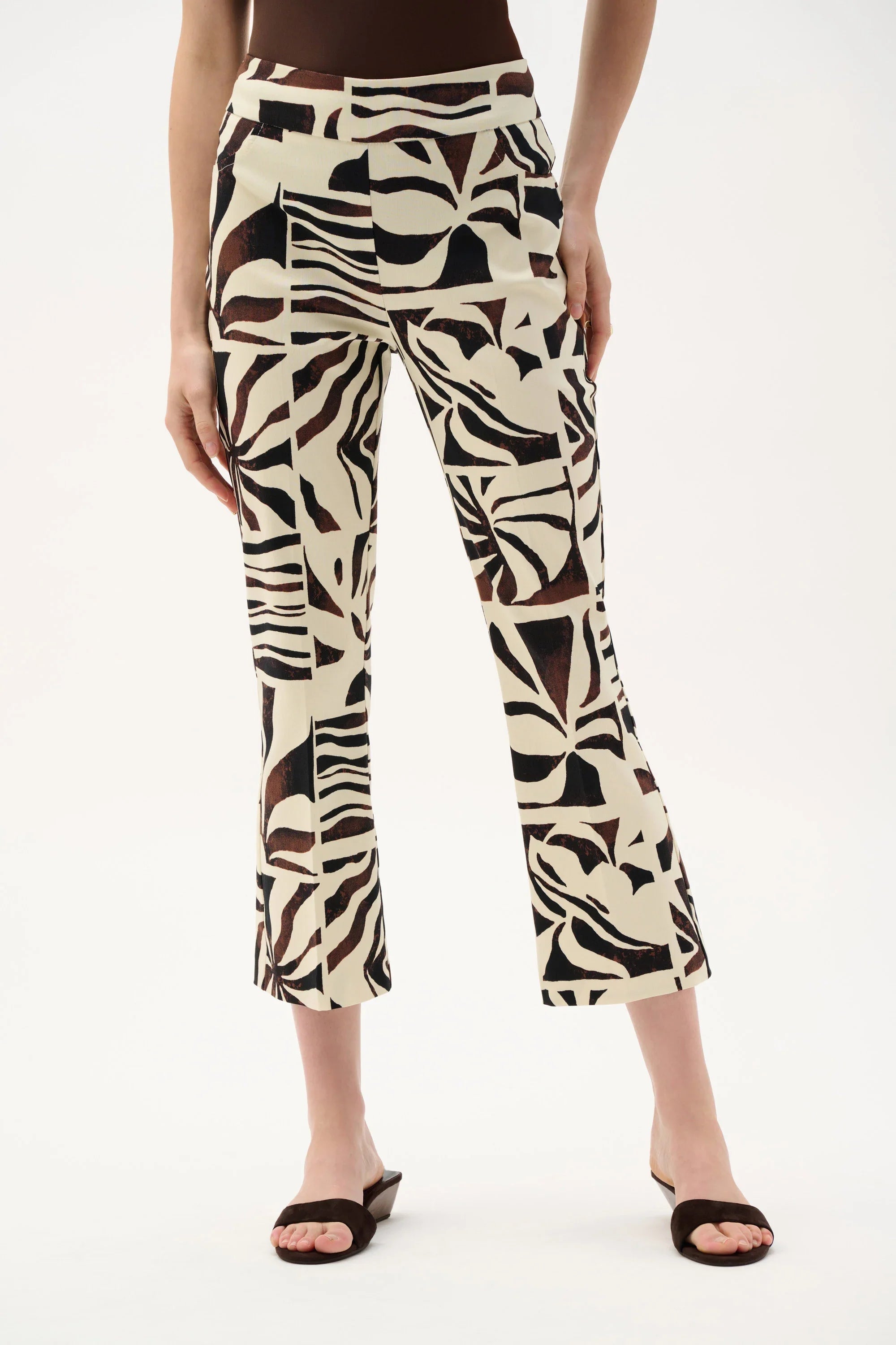 Tropical Print Flared Pants