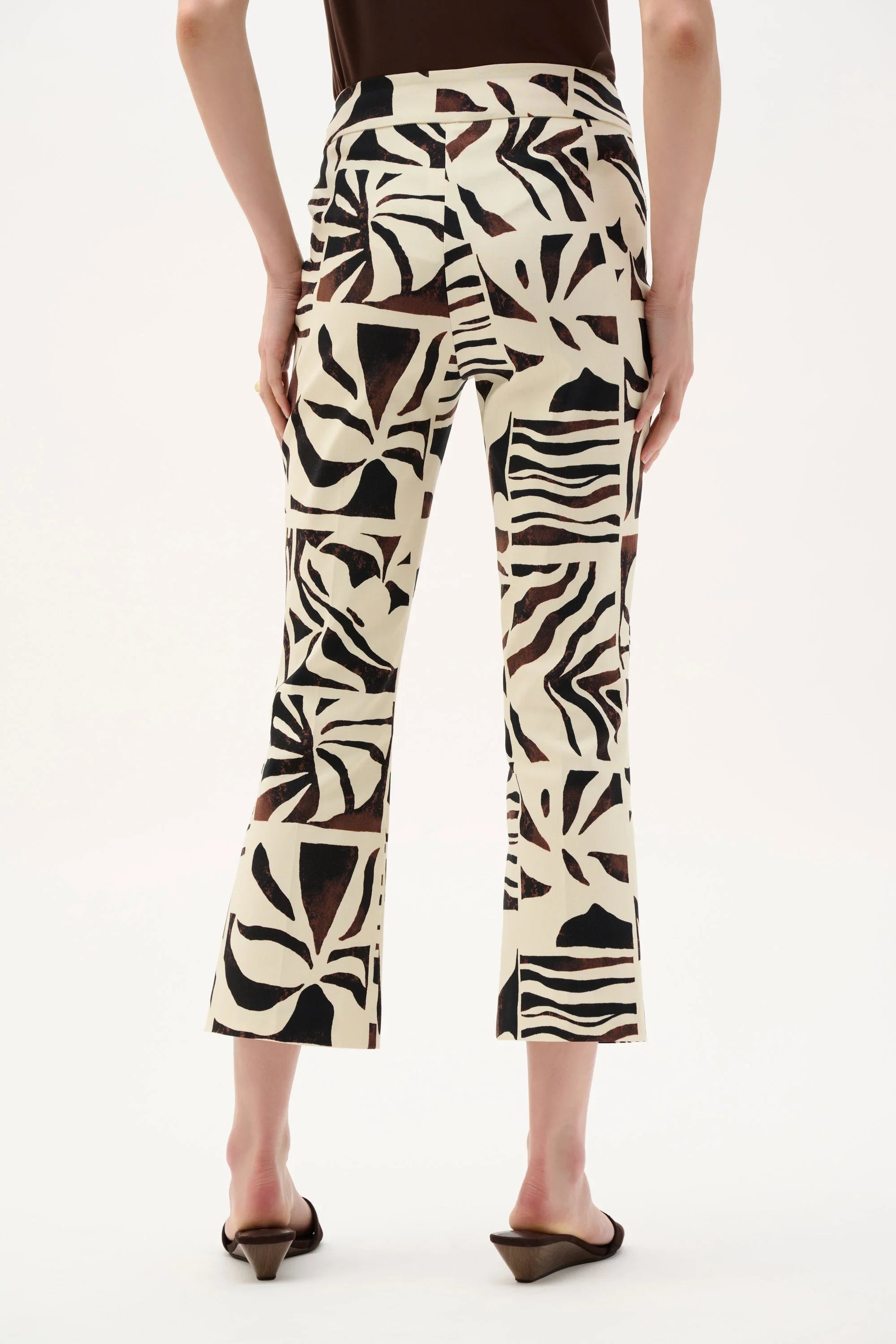 Tropical Print Flared Pants