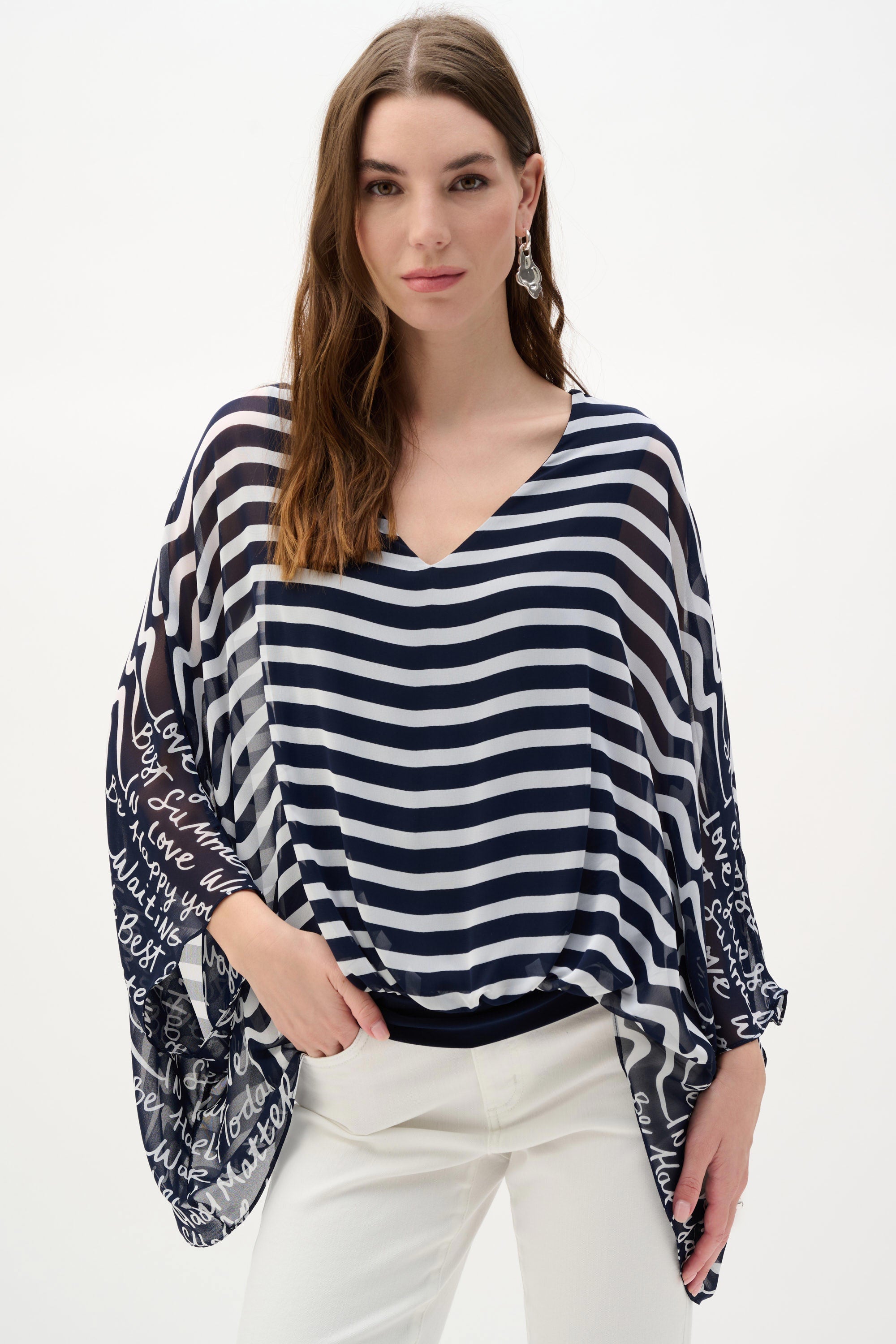 Conversational Print Chiffon Poncho