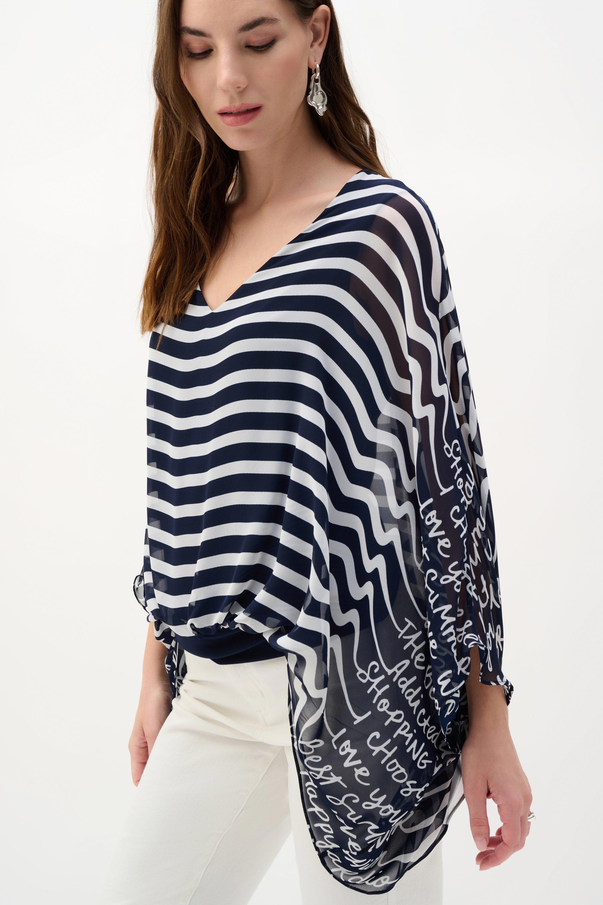 Conversational Print Chiffon Poncho