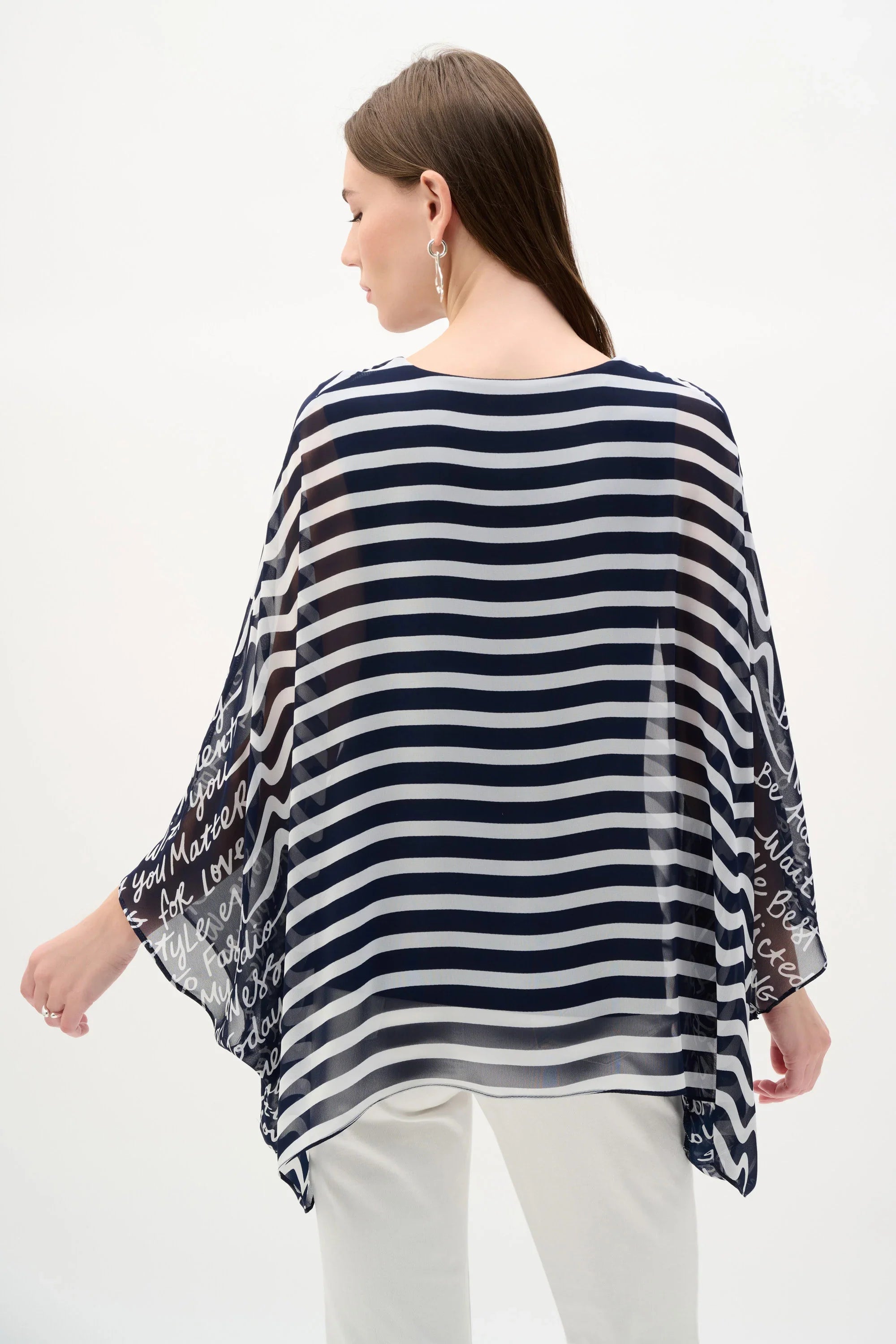 Conversational Print Chiffon Poncho