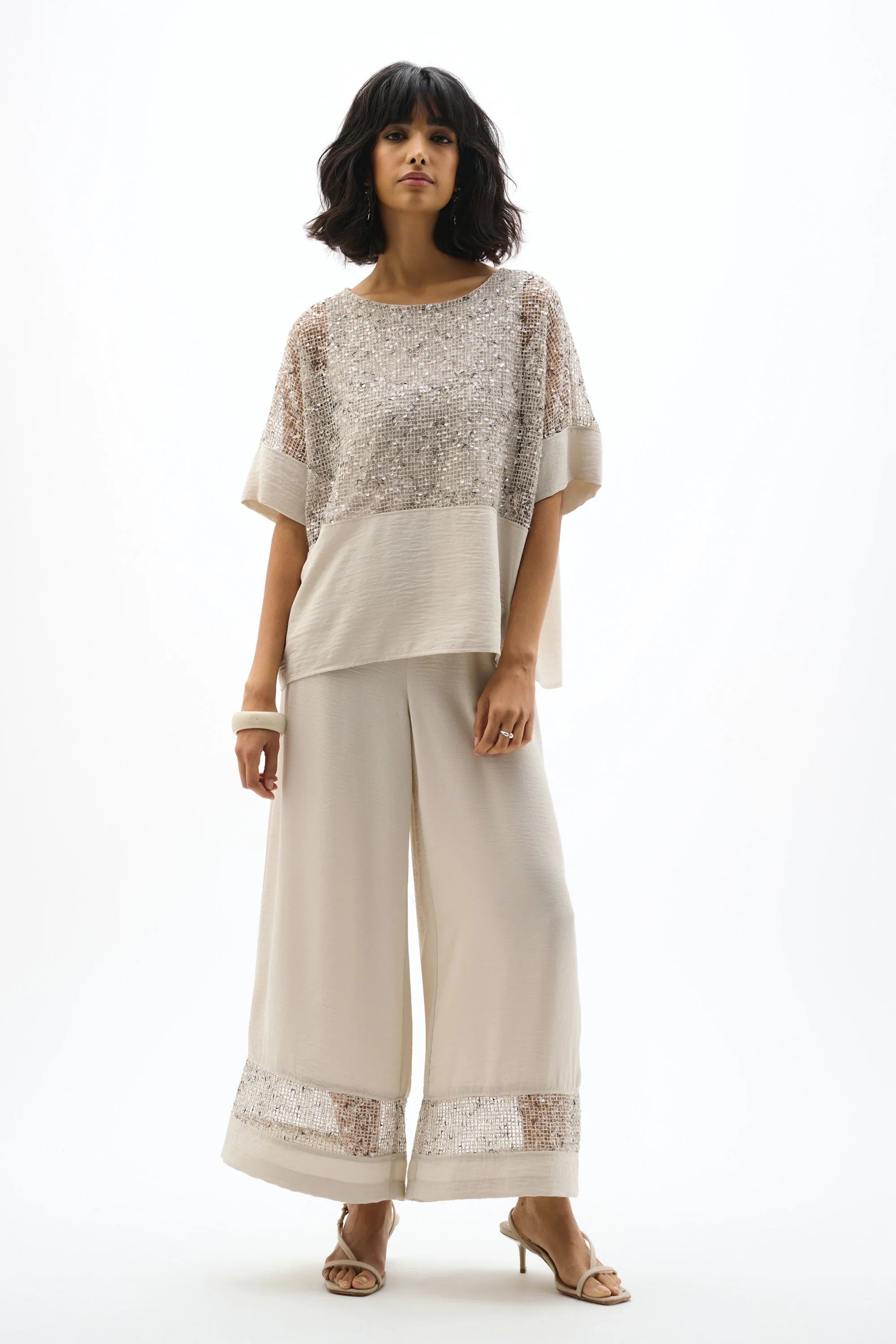 Gauze Sequin Boxy Top
