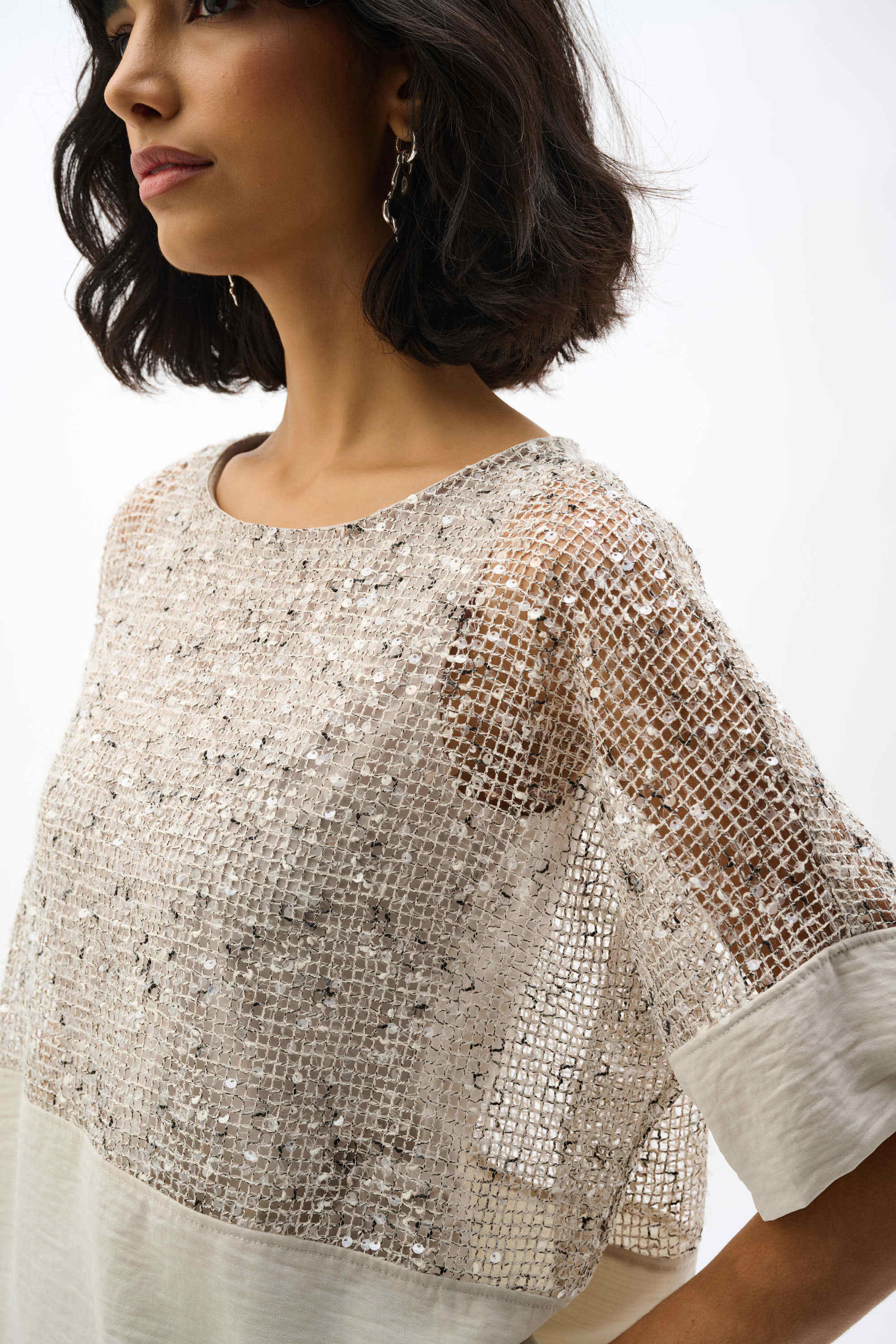 Gauze Sequin Boxy Top