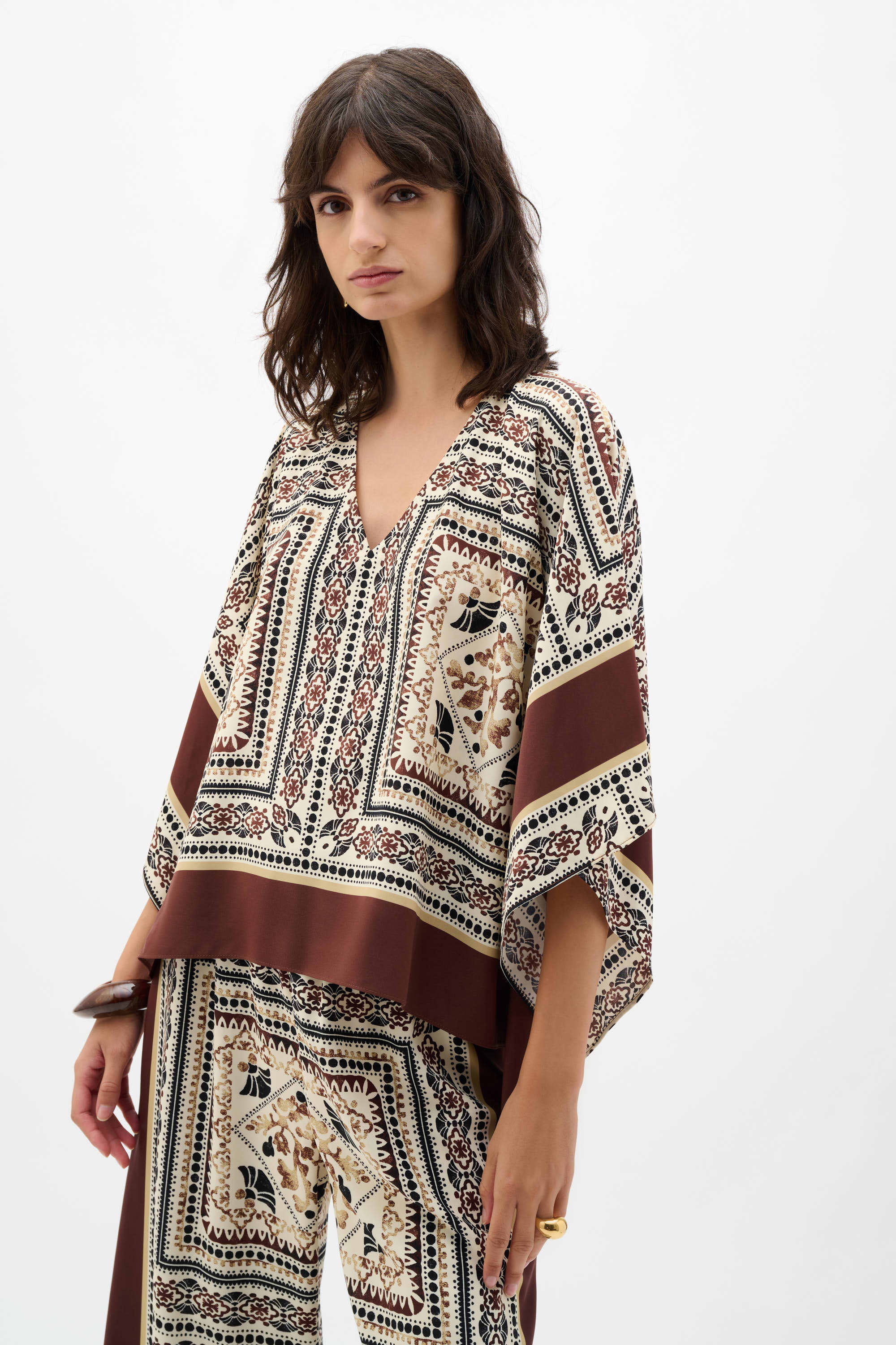 Scarf Print Poncho Top