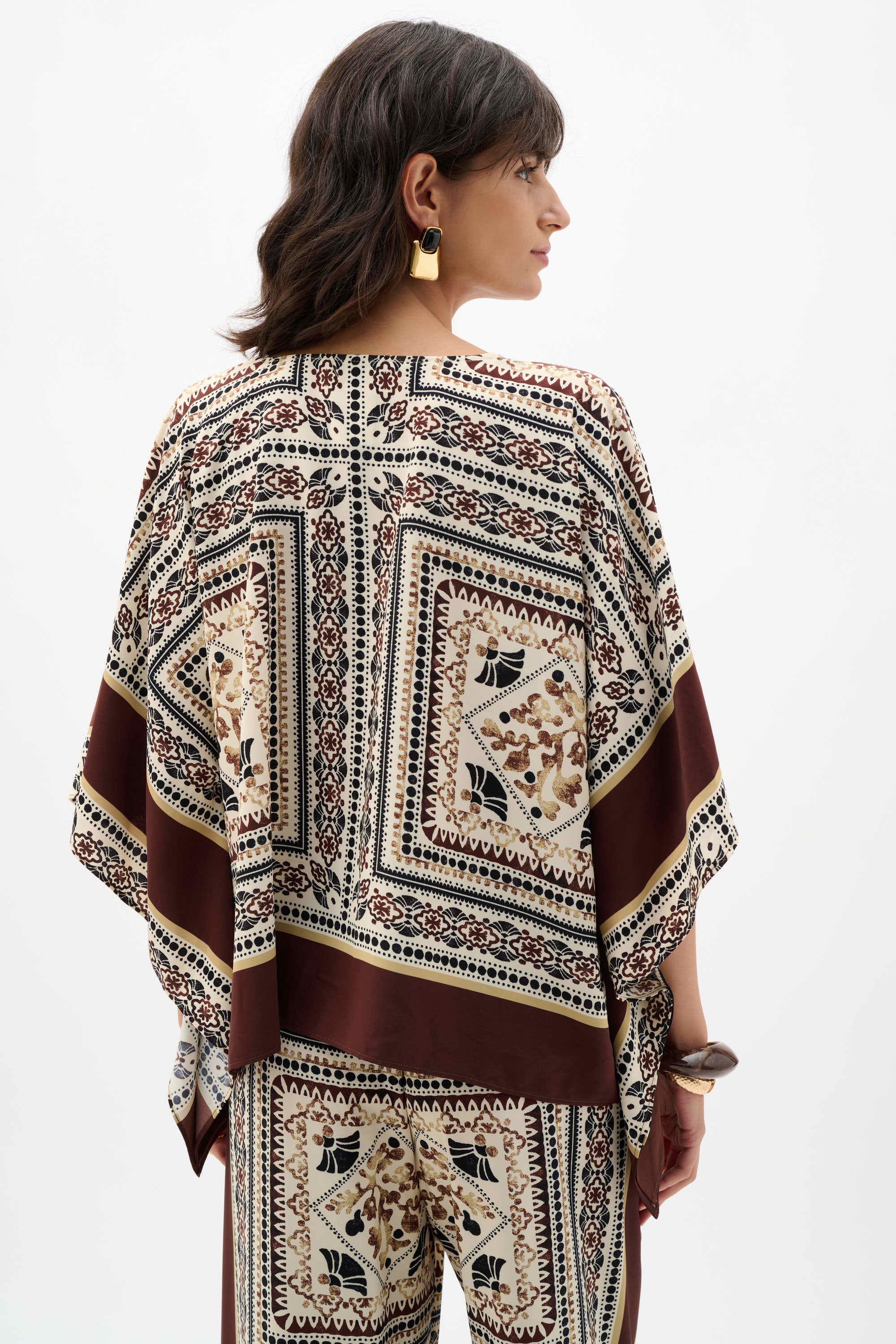 Scarf Print Poncho Top