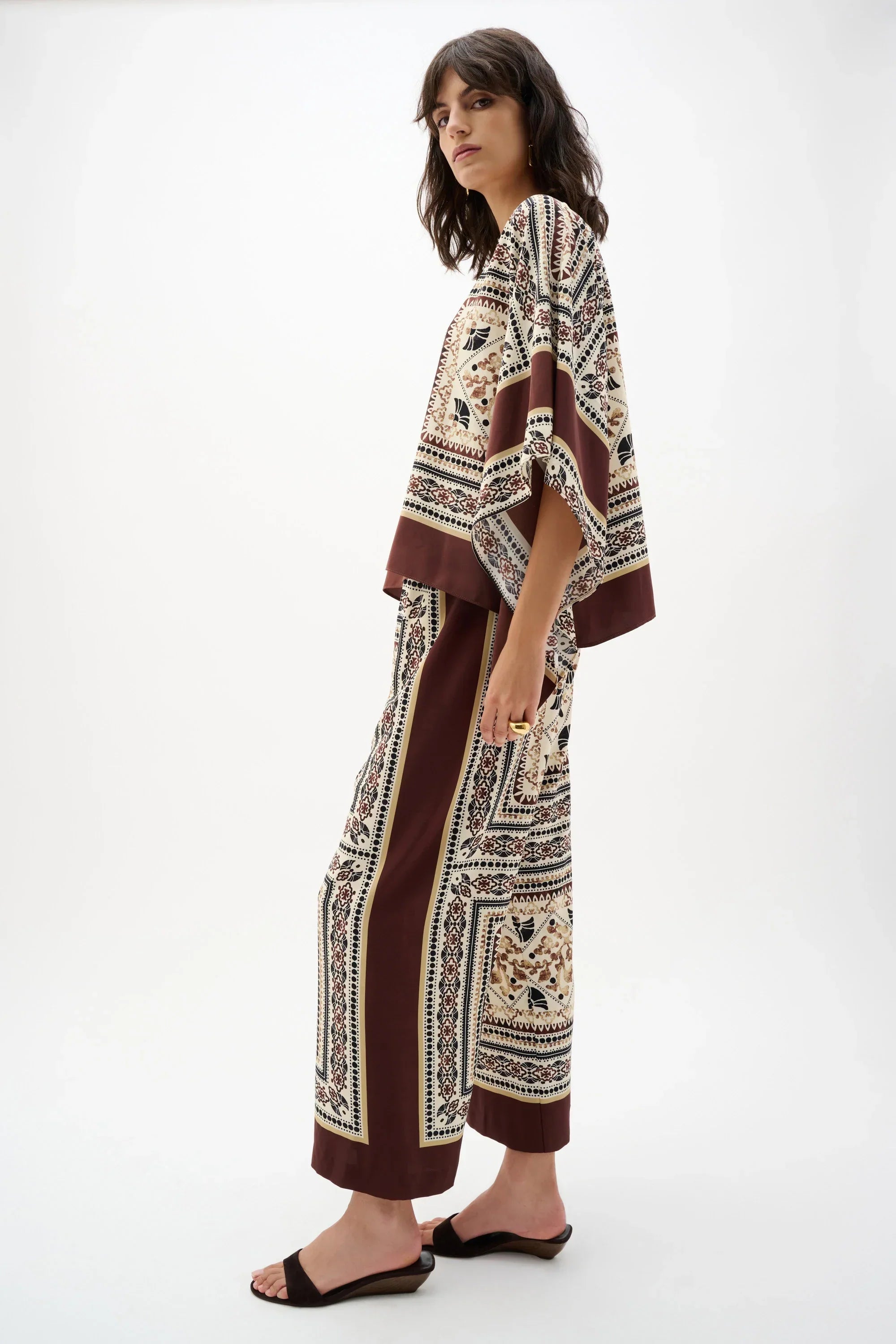 Scarf Print Wide-Leg Pants
