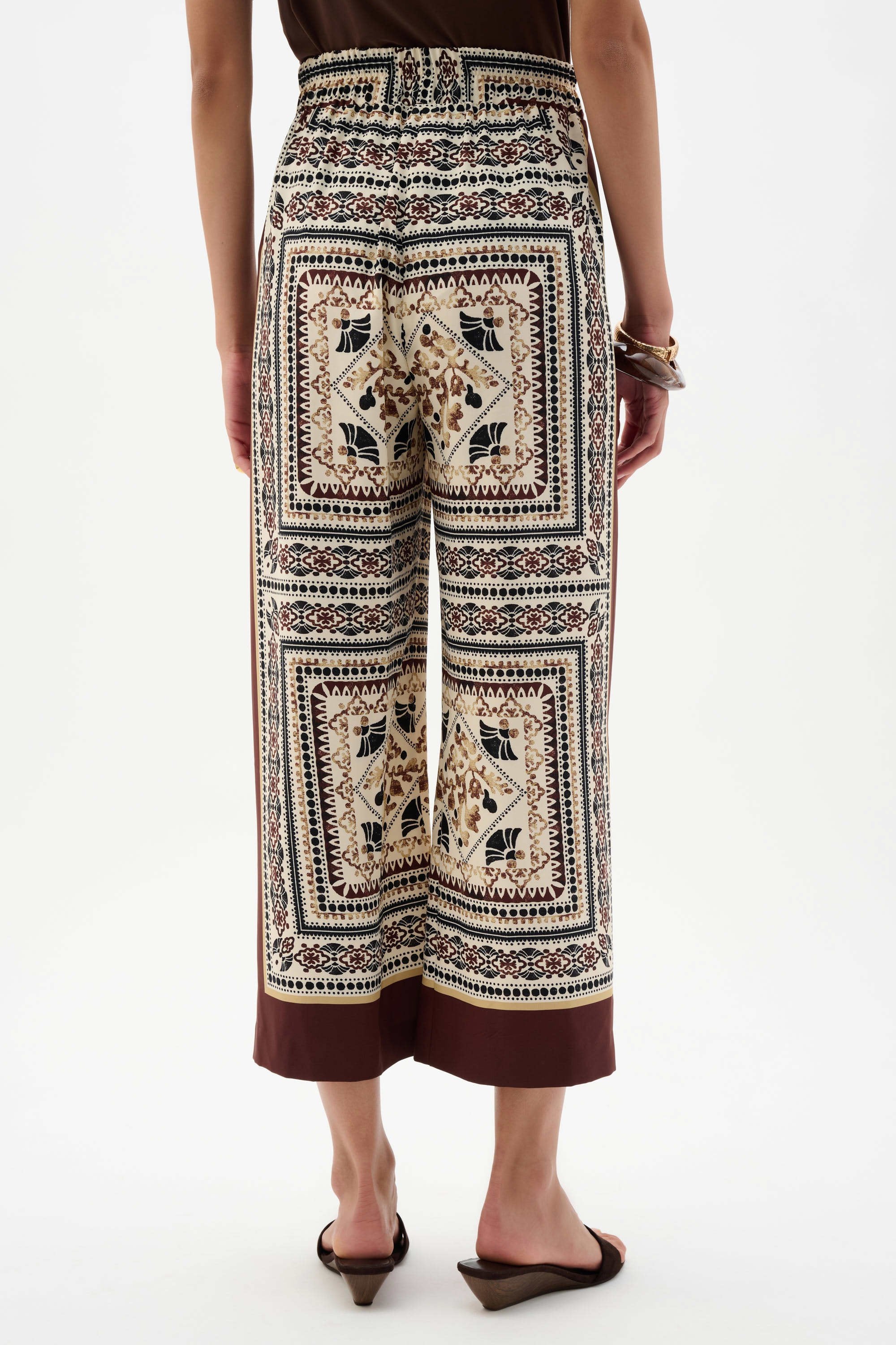 Scarf Print Wide-Leg Pants