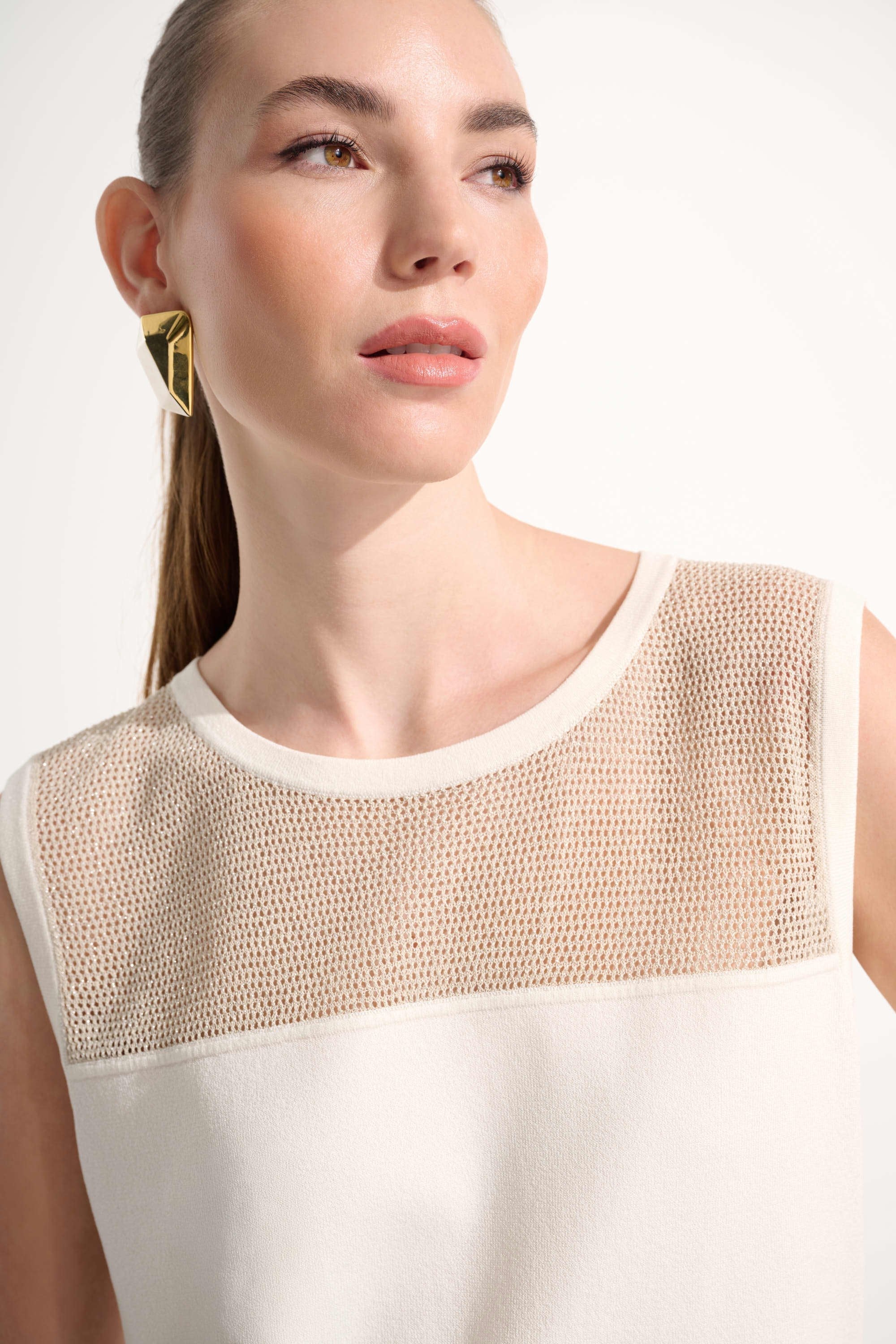 Mesh Yoke Knit Camisole