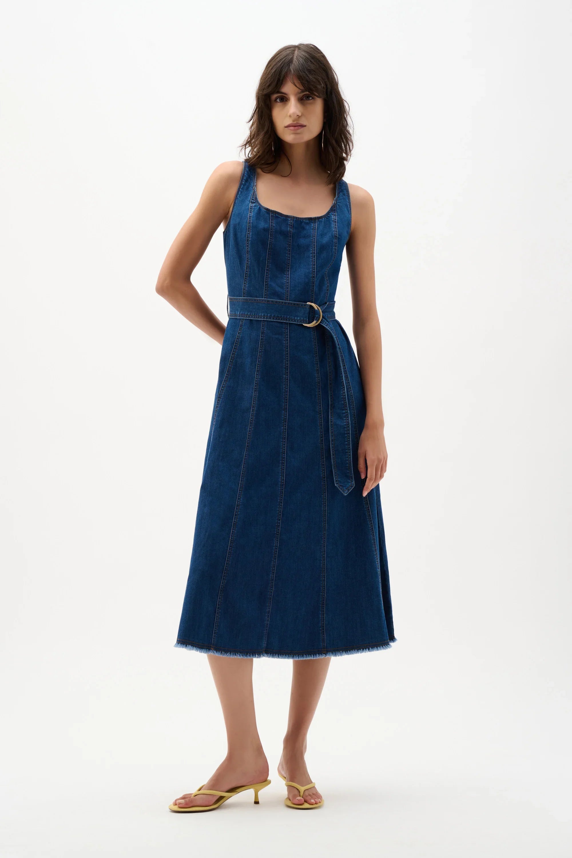 Joseph Ribkoff Fit Flare Denim Midi Dress