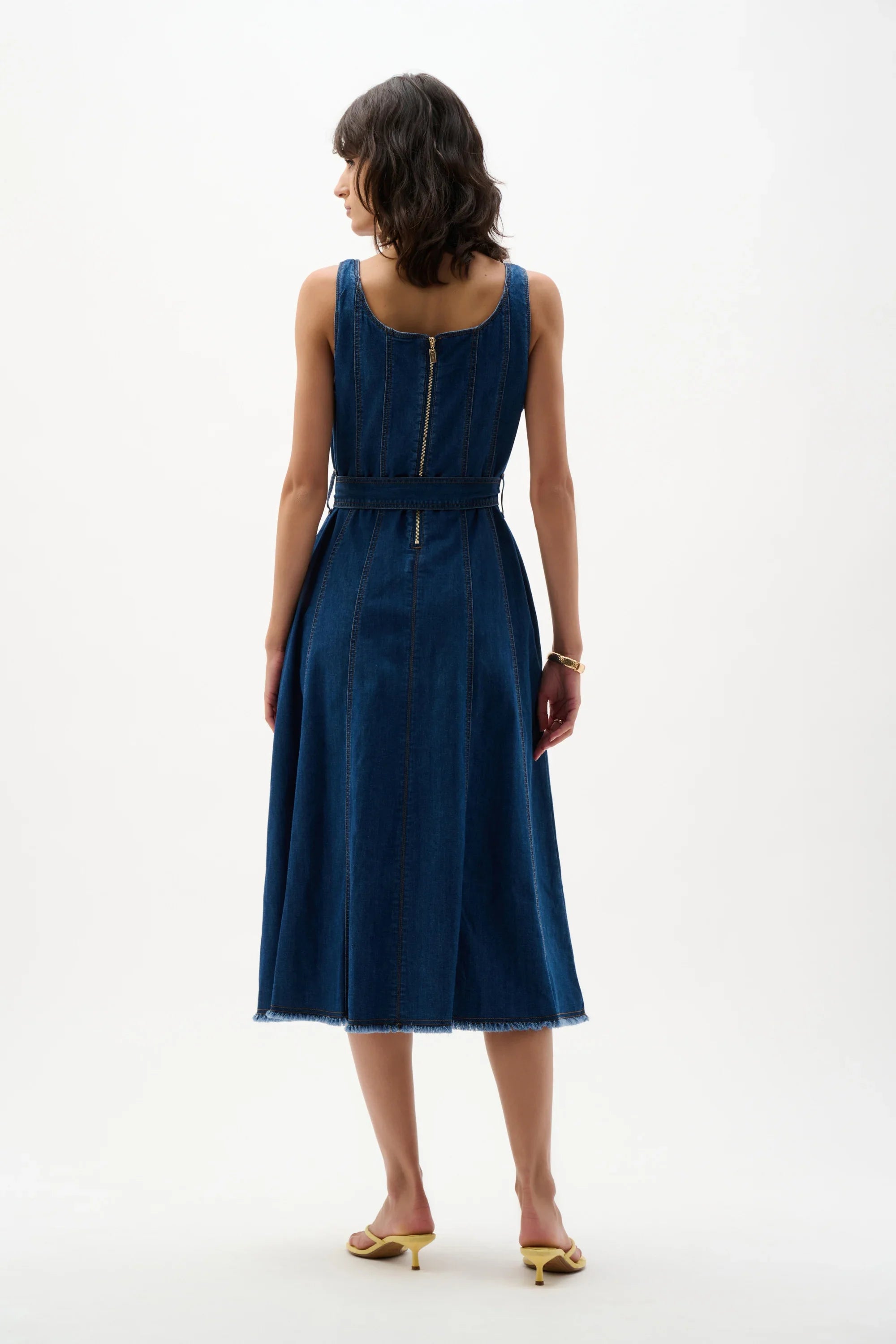 Fit Flare Denim Midi Dress