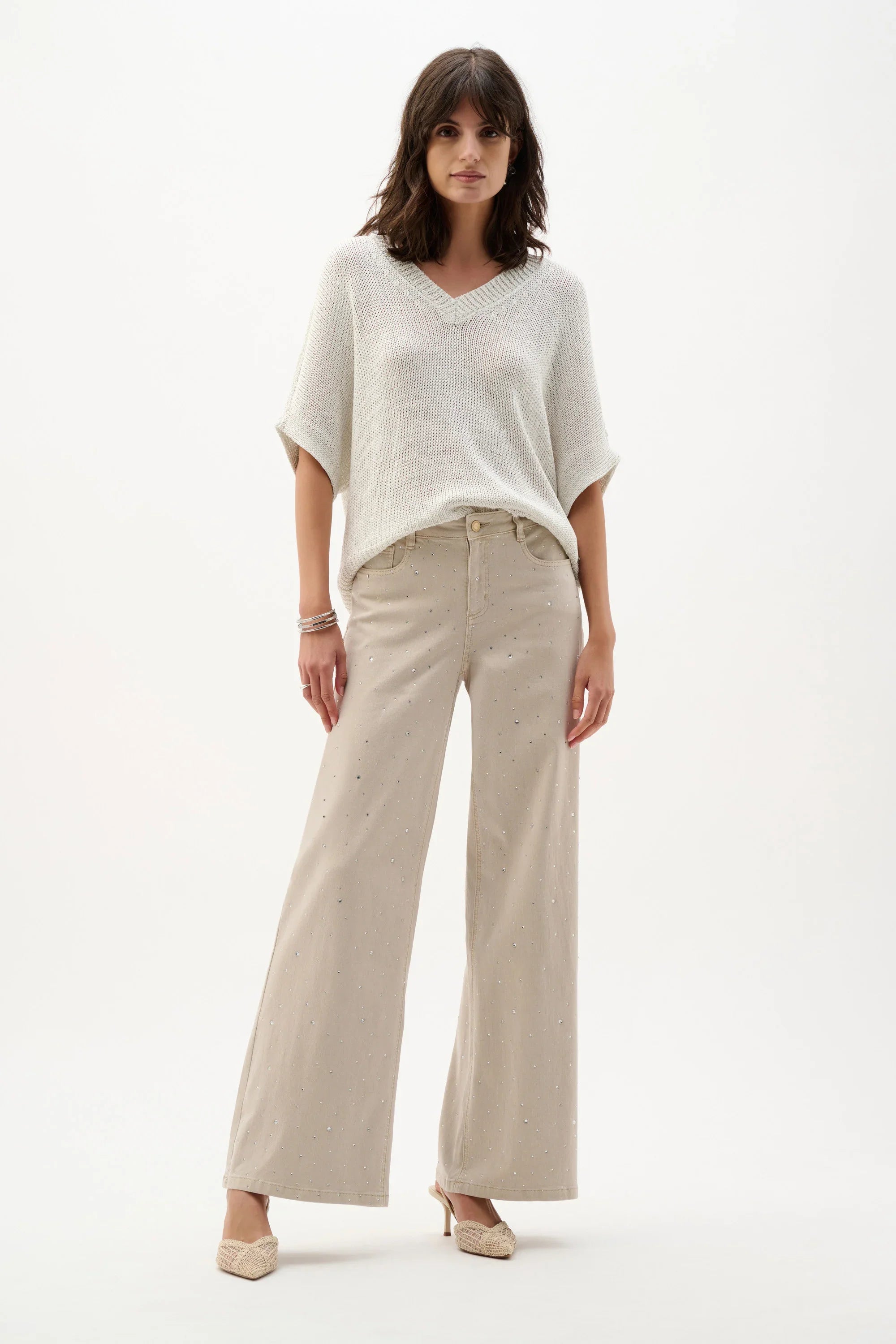 Rhinestone Wide Leg Jeans