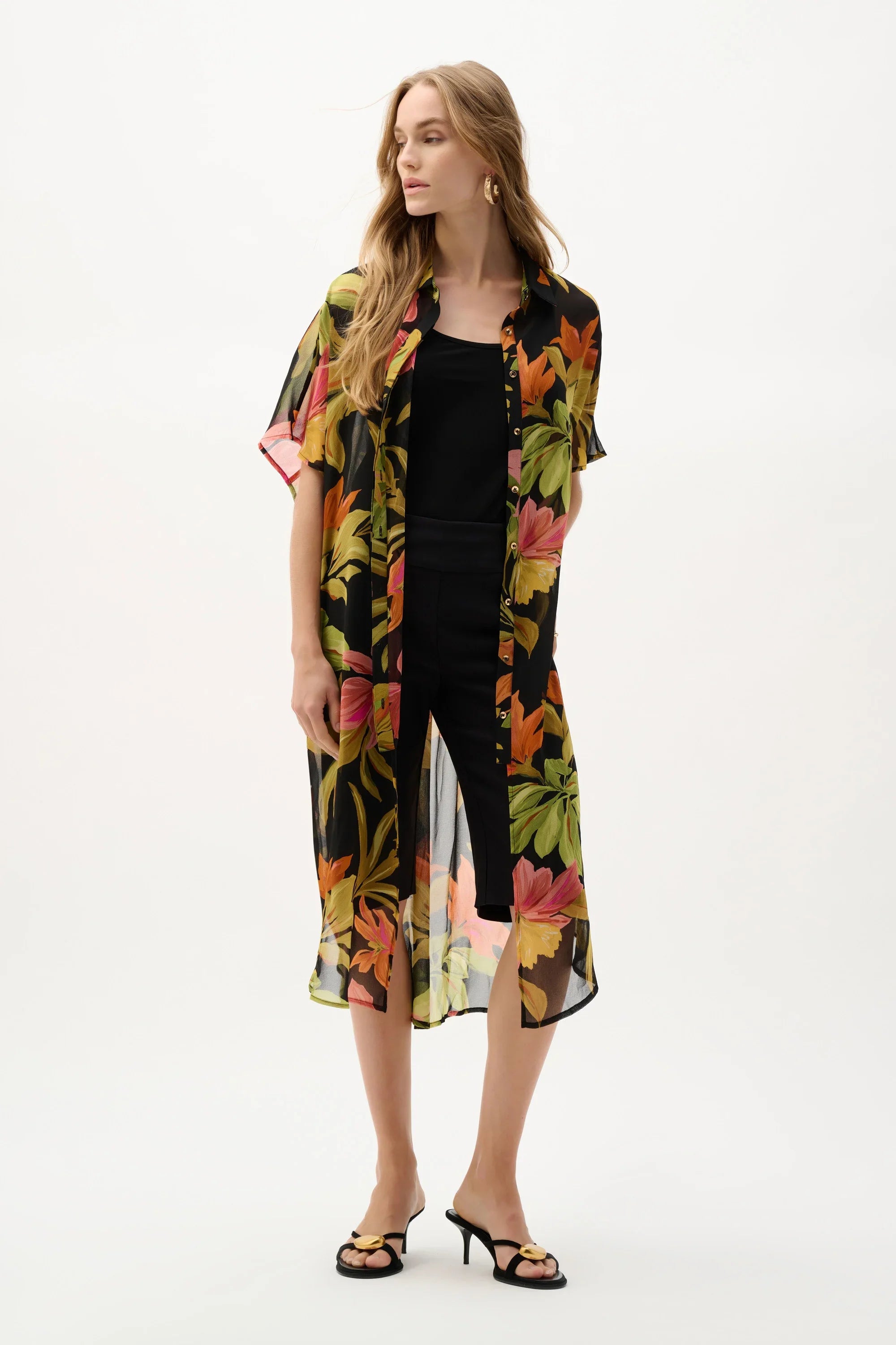 Tropical Chiffon Dolman Blouse