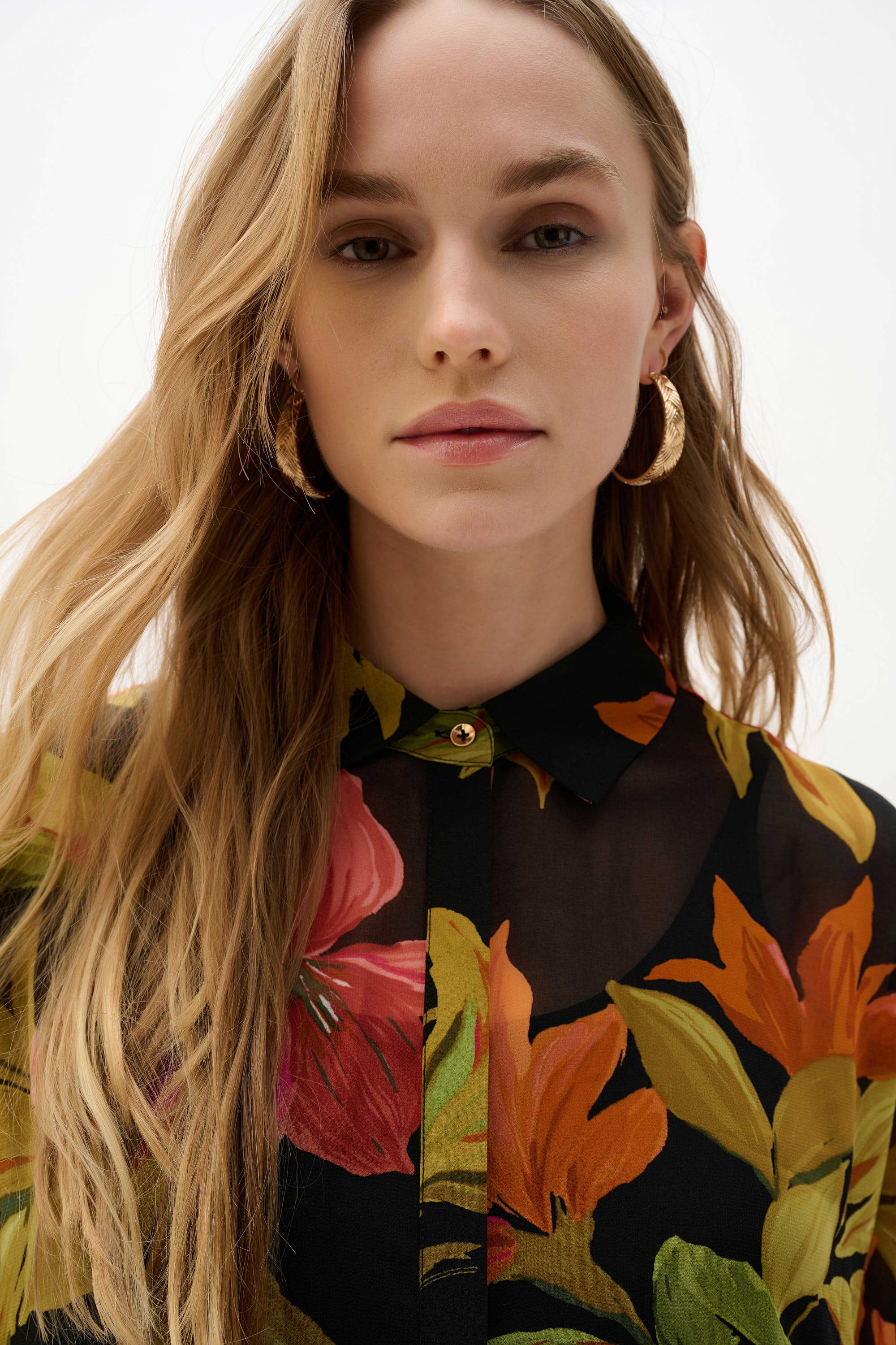 Tropical Chiffon Dolman Blouse