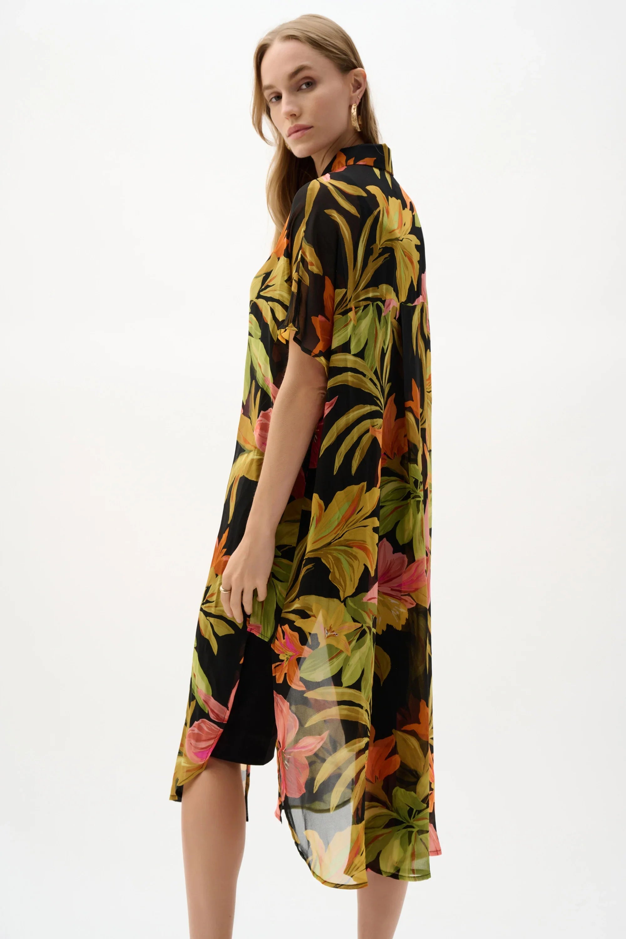 Tropical Chiffon Dolman Blouse