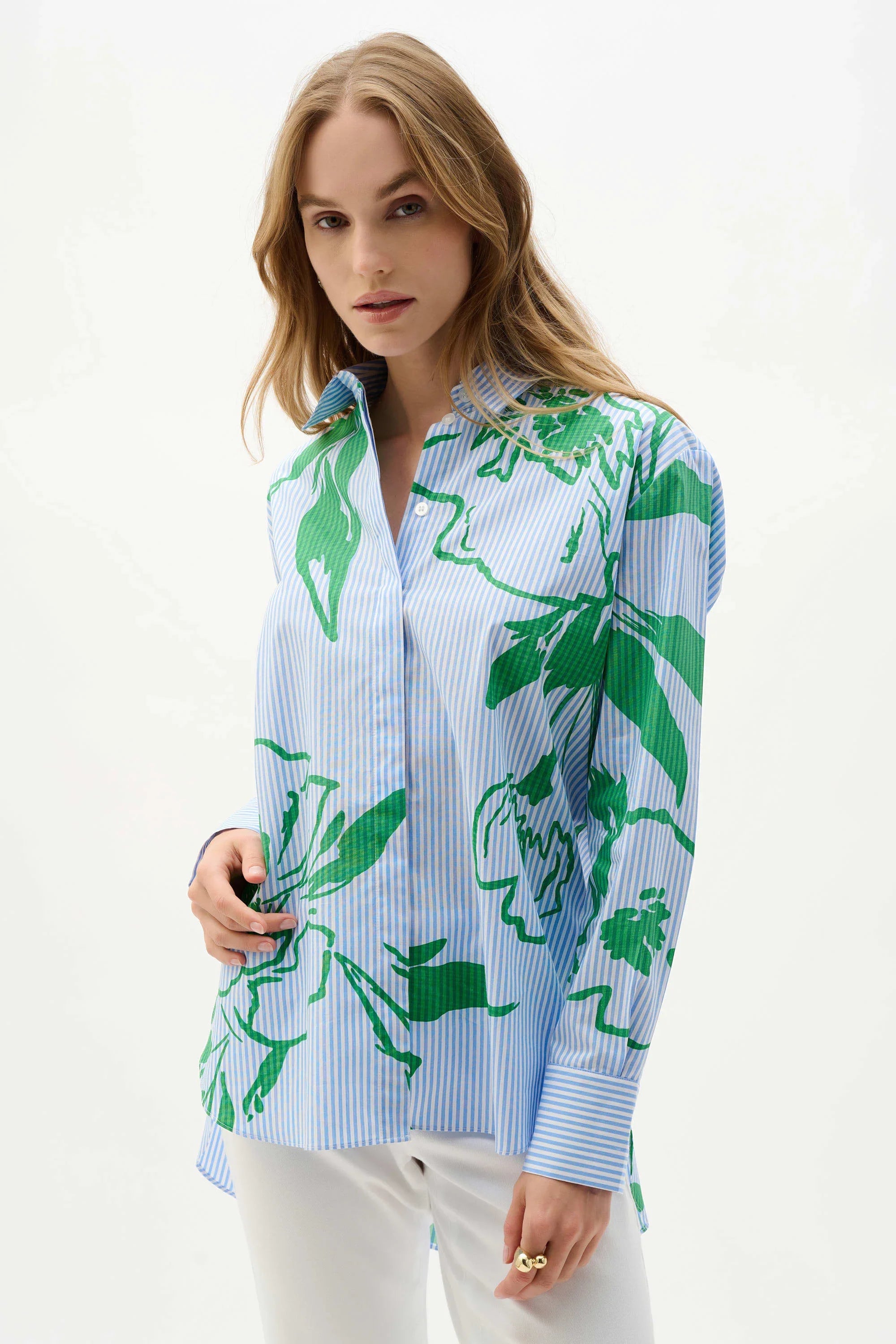 Striped Floral Boxy Blouse