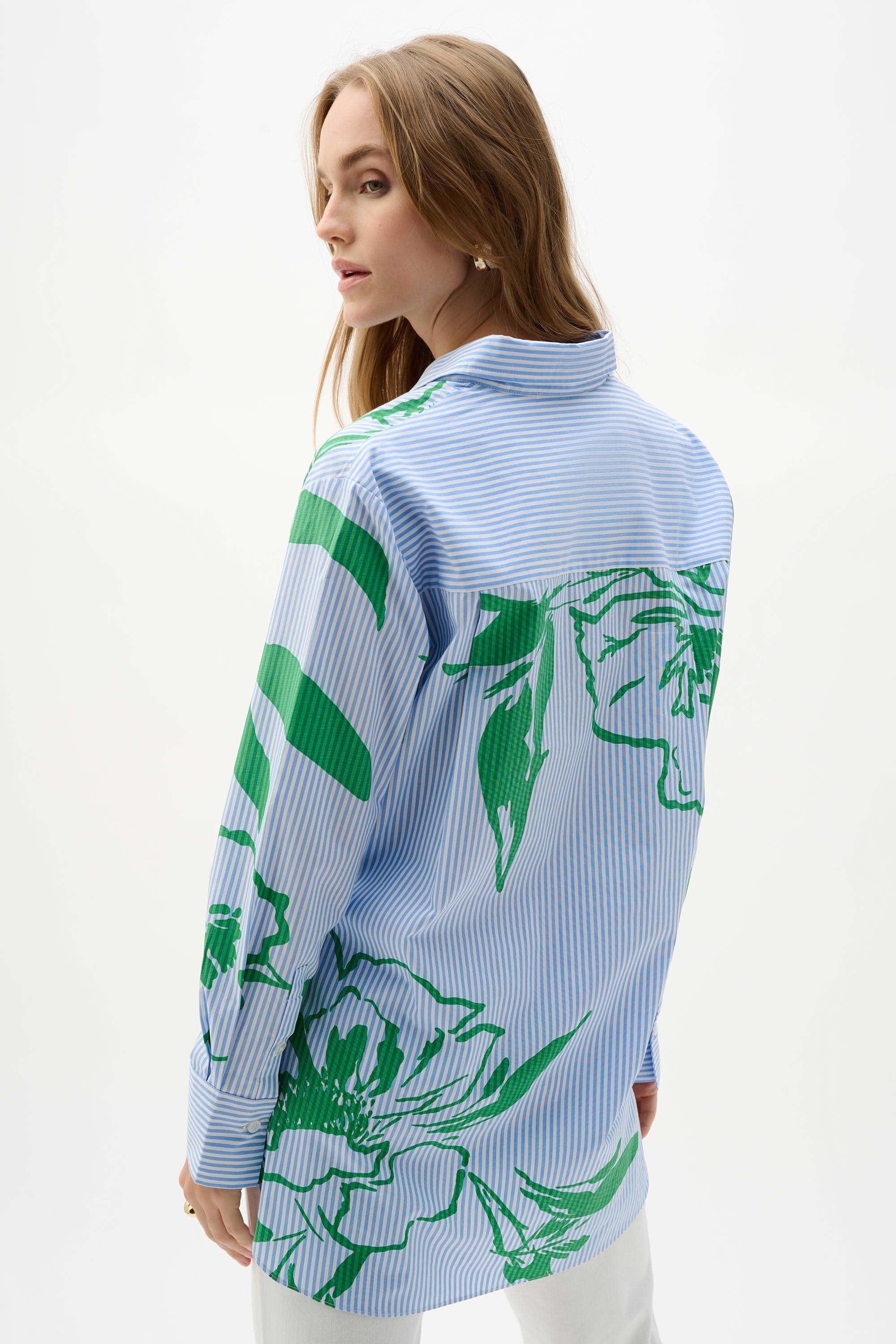 Striped Floral Boxy Blouse